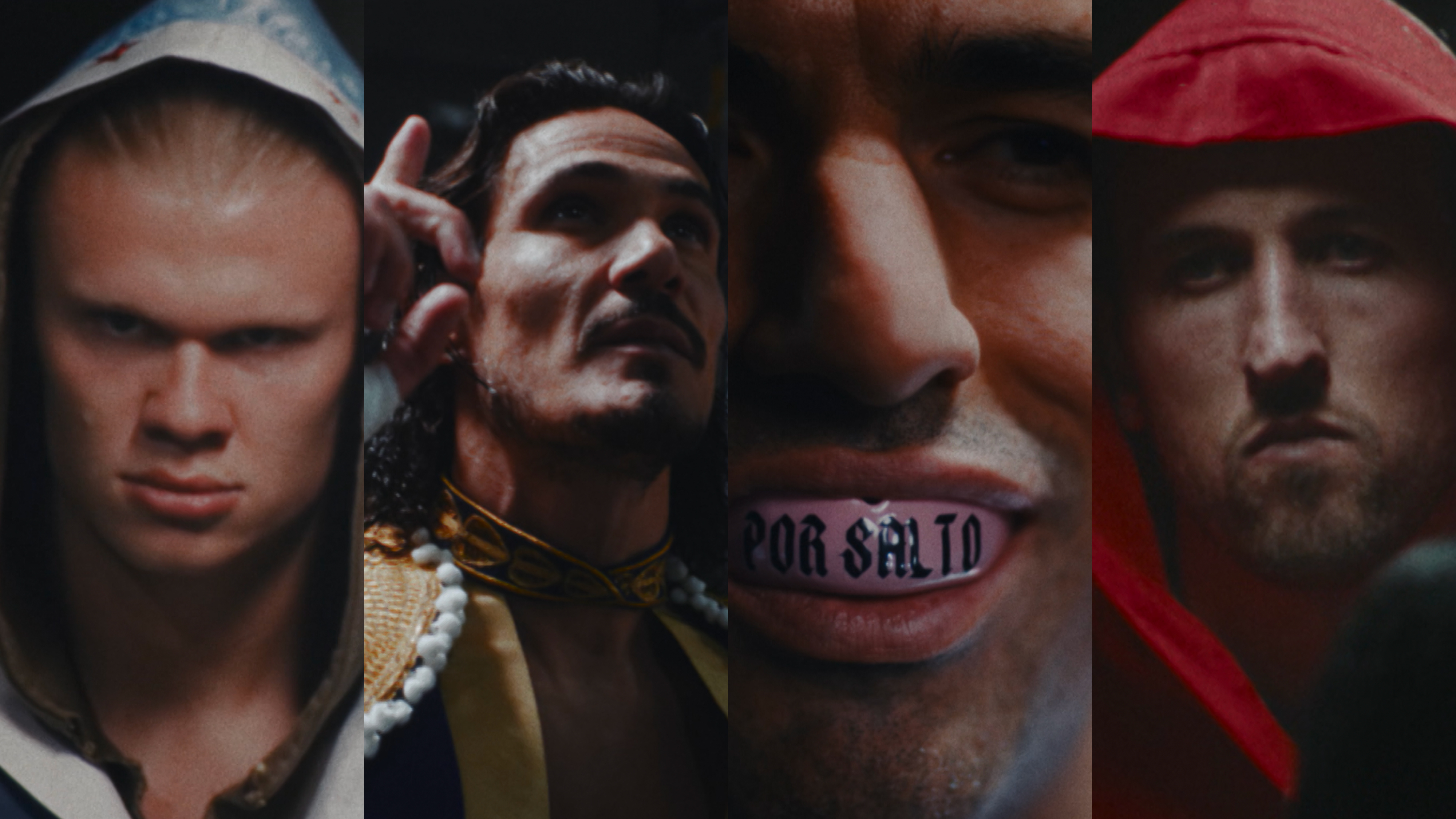 Harry Kane and Erling Haaland facing off in DAZN's Undisputed boxing-ring campaign image