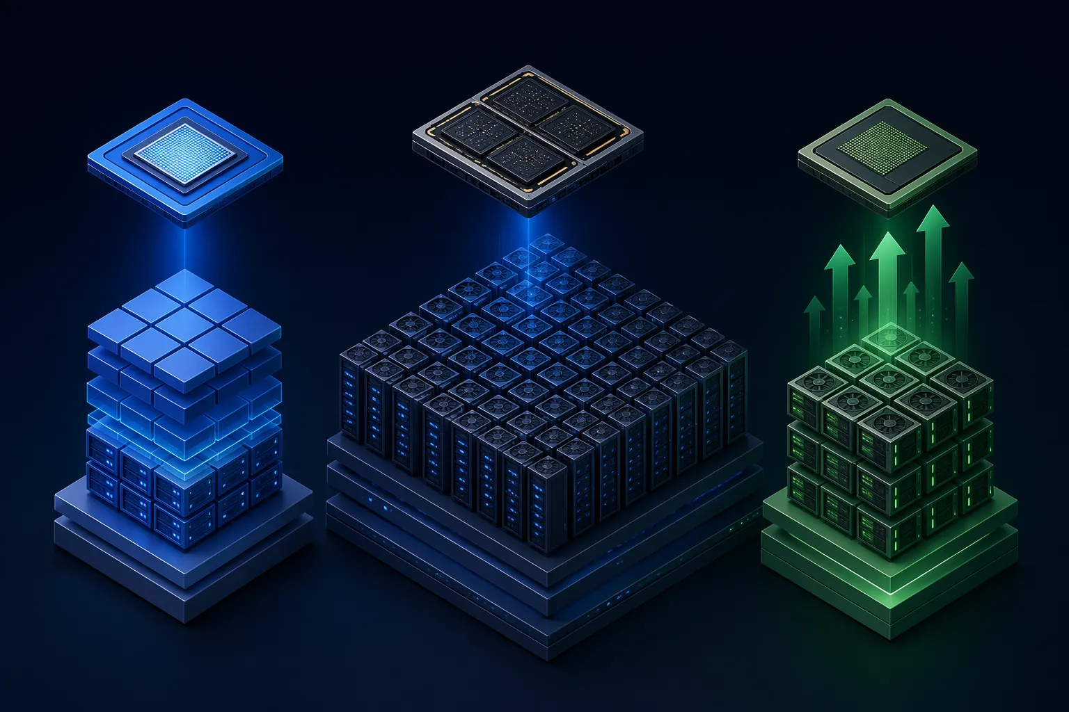 Comparison of Google TPU infrastructure, Meta GPU cluster scale, and OpenAI Nvidia-backed compute foundation