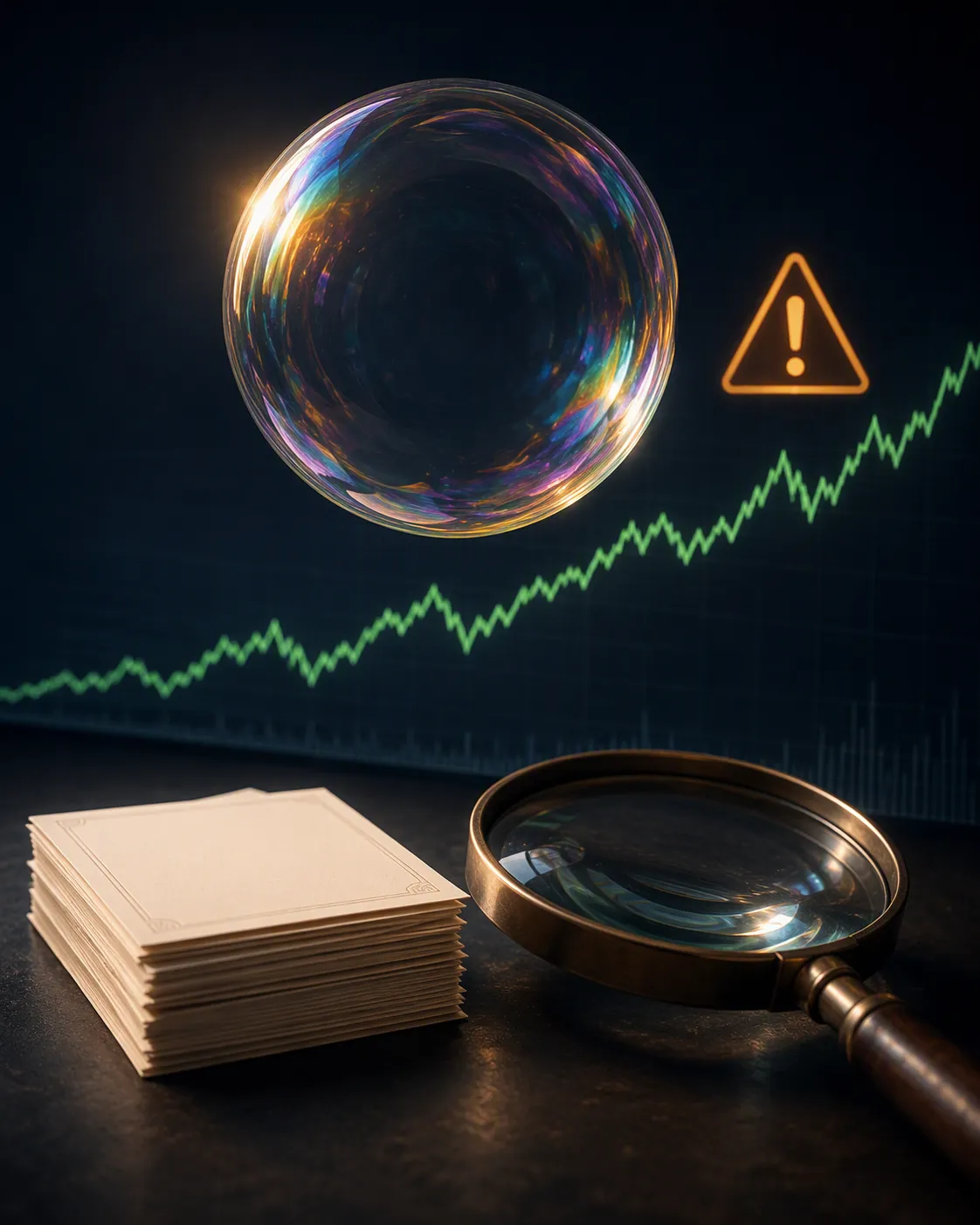 Bubble warning and stock holdings inspection illustration