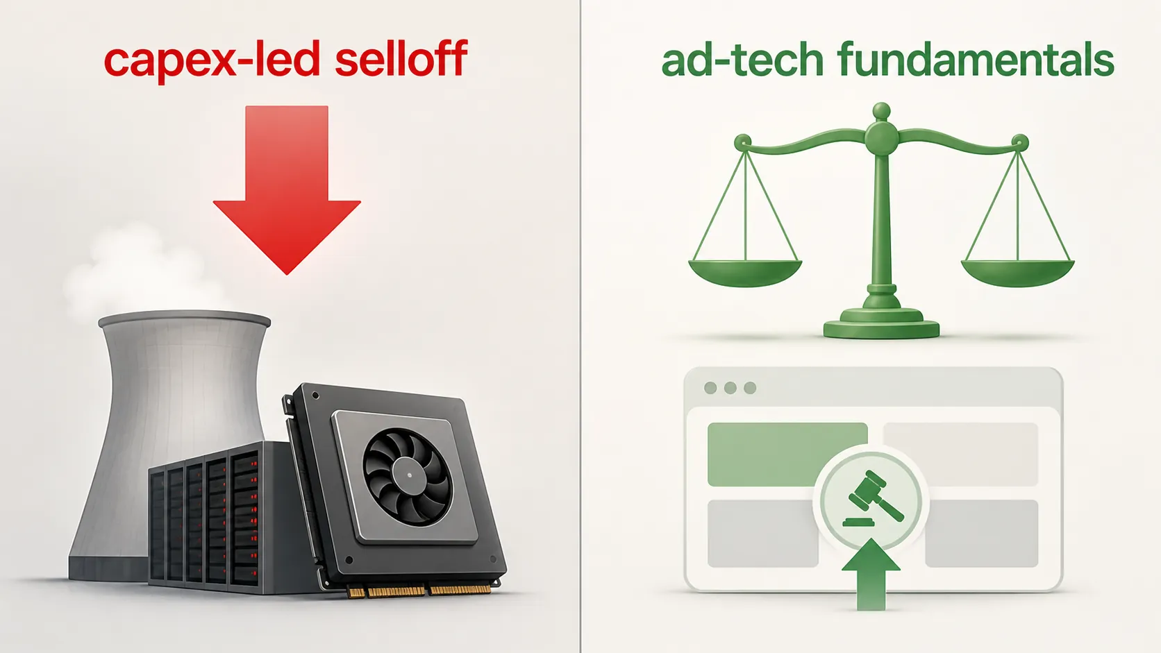 Conceptual diagram separating capex-led selloffs from ad-tech fundamentals