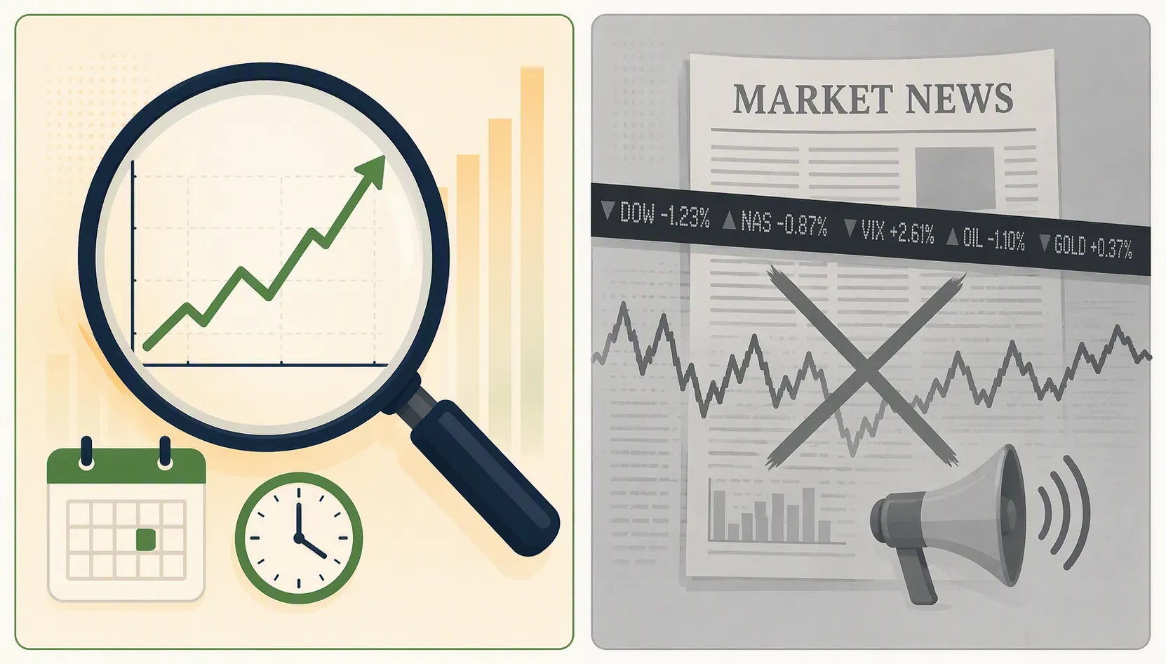 Comparison between dated account-level price signals and stock-market headline noise