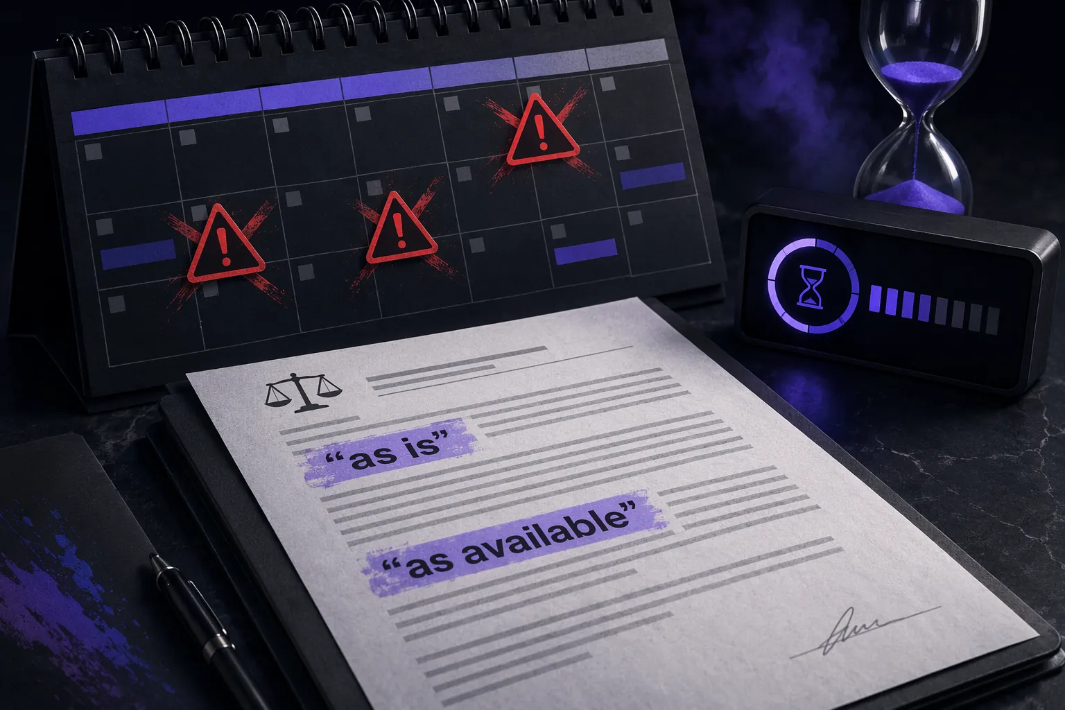 Campaign calendar and advertising terms showing outage risk for time-bound Discord campaigns