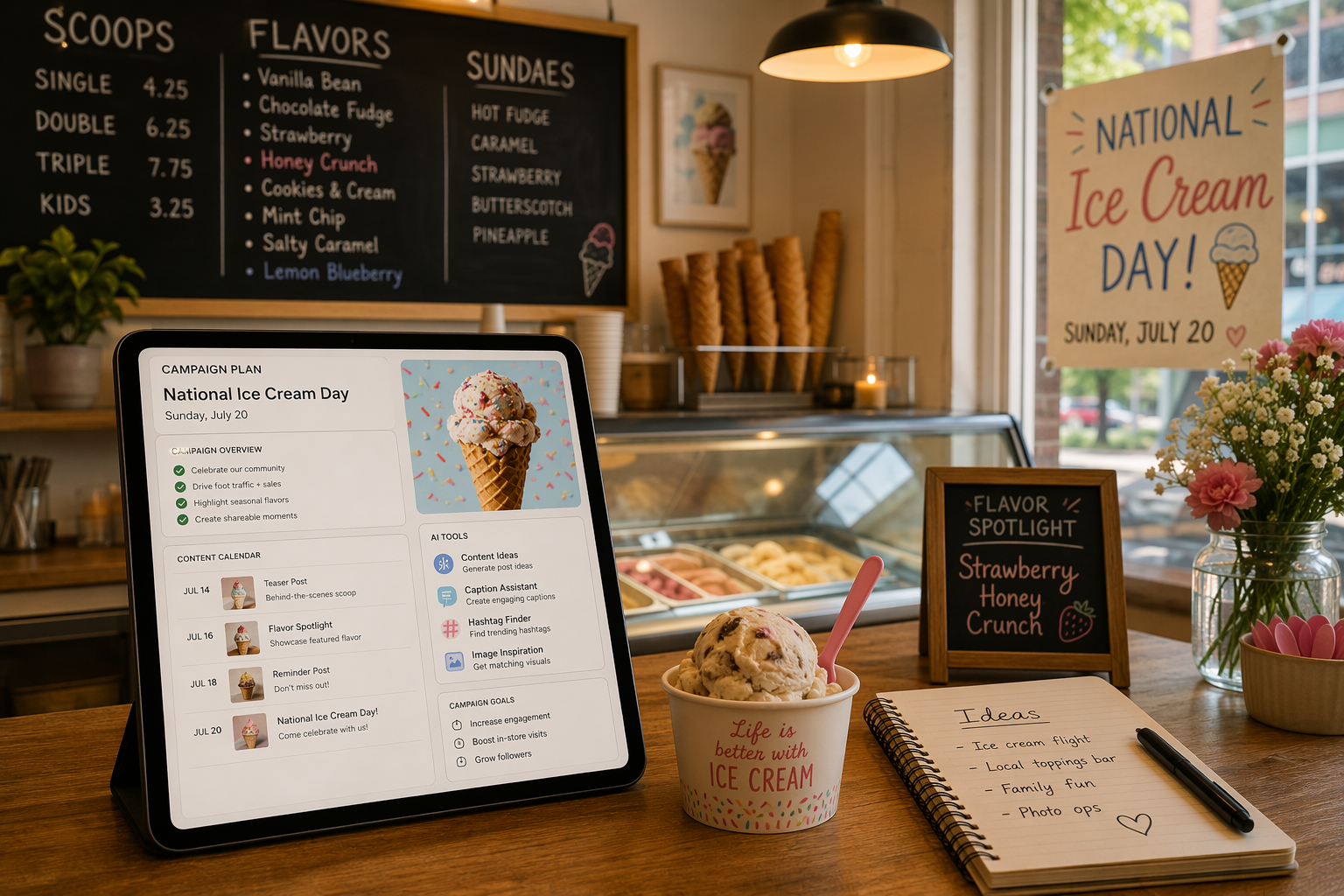 Plan a Local National Ice Cream Day Deal with AI in 7 Days