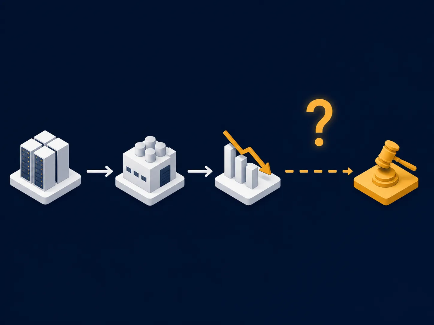 Diagram showing a documented path from capital spending to operating costs and a broken uncertain link to auction pricing