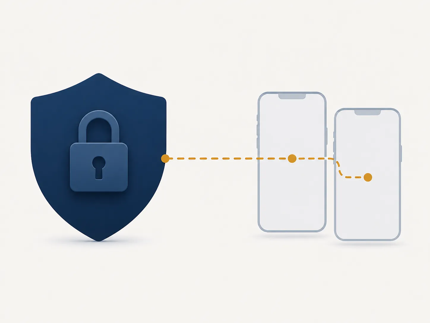 Locked shield beside linked smartphone outlines representing guaranteed and contingent settlement terms