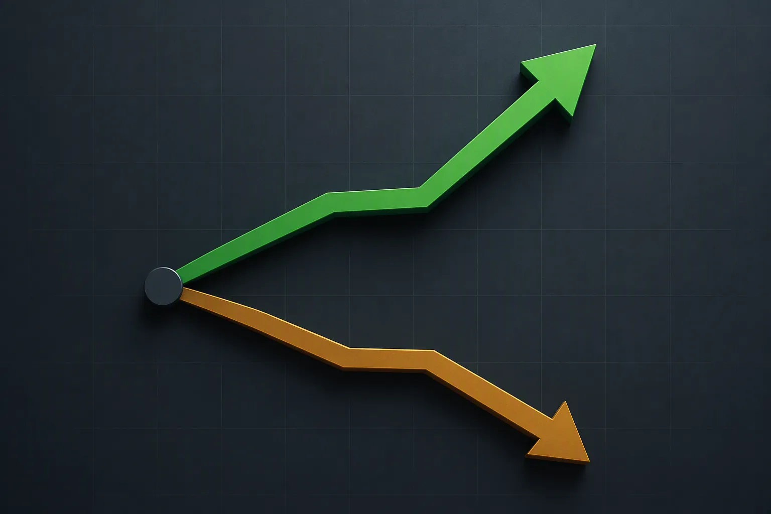 Upward green arrow and downward amber arrow showing rising ad spend alongside weaker efficiency