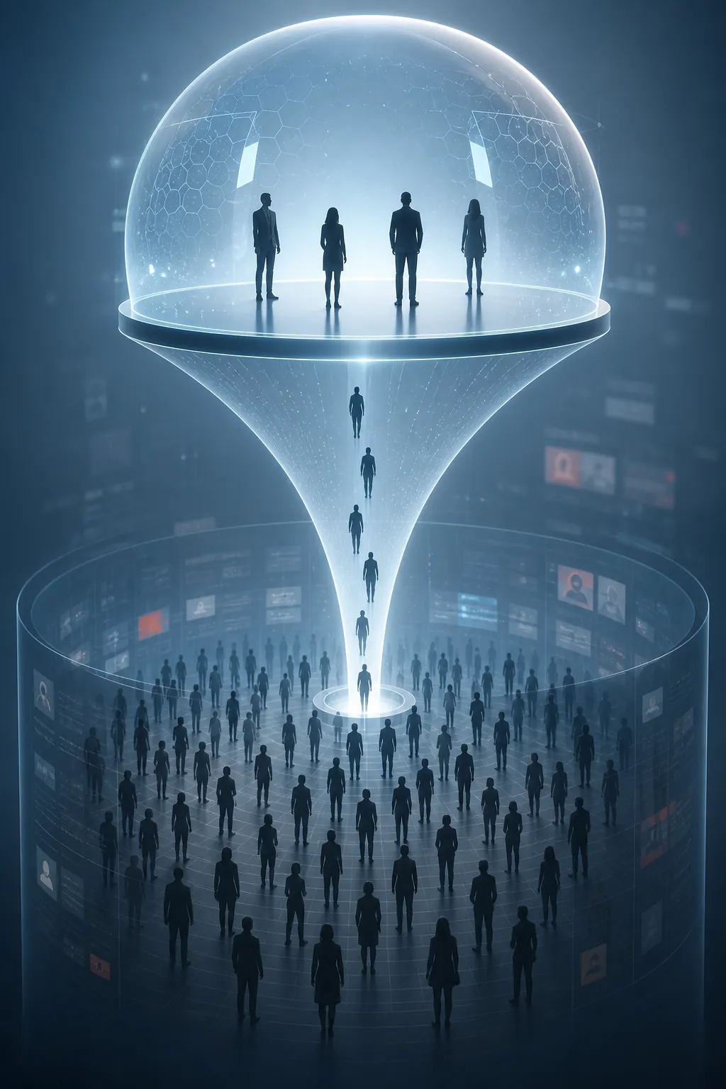 Premium subscriber silhouettes protected above a larger constrained ad-addressable audience pool
