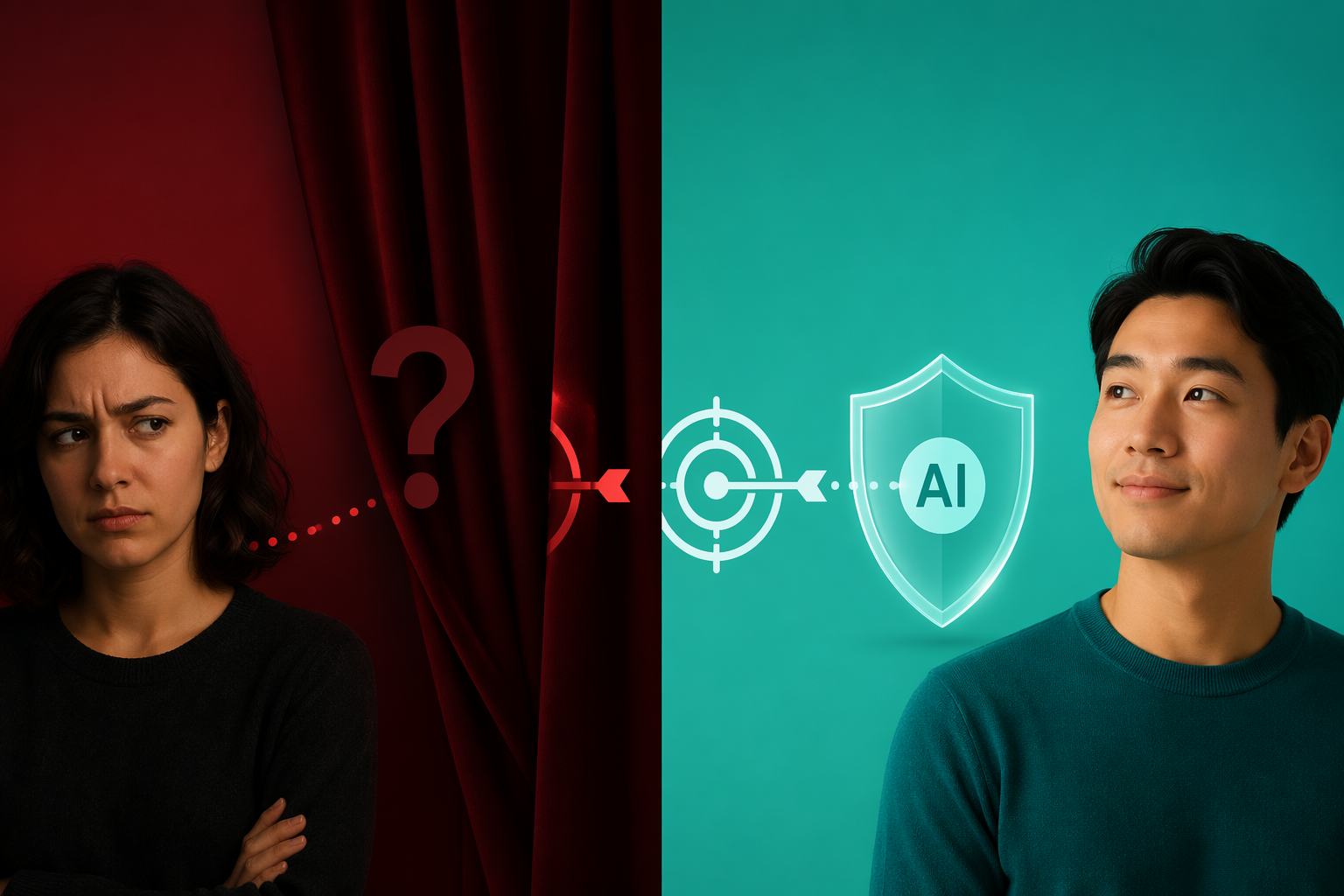 Contrast between hidden AI advertising and disclosed AI advertising