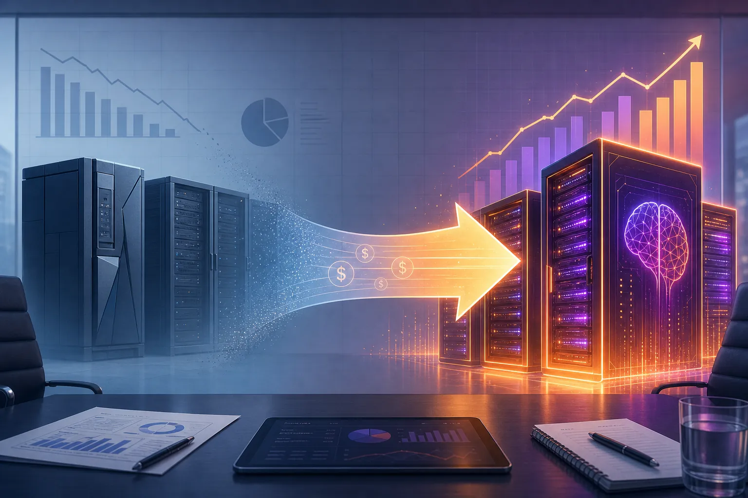 Budget capital flowing from mainframe infrastructure toward AI server hardware