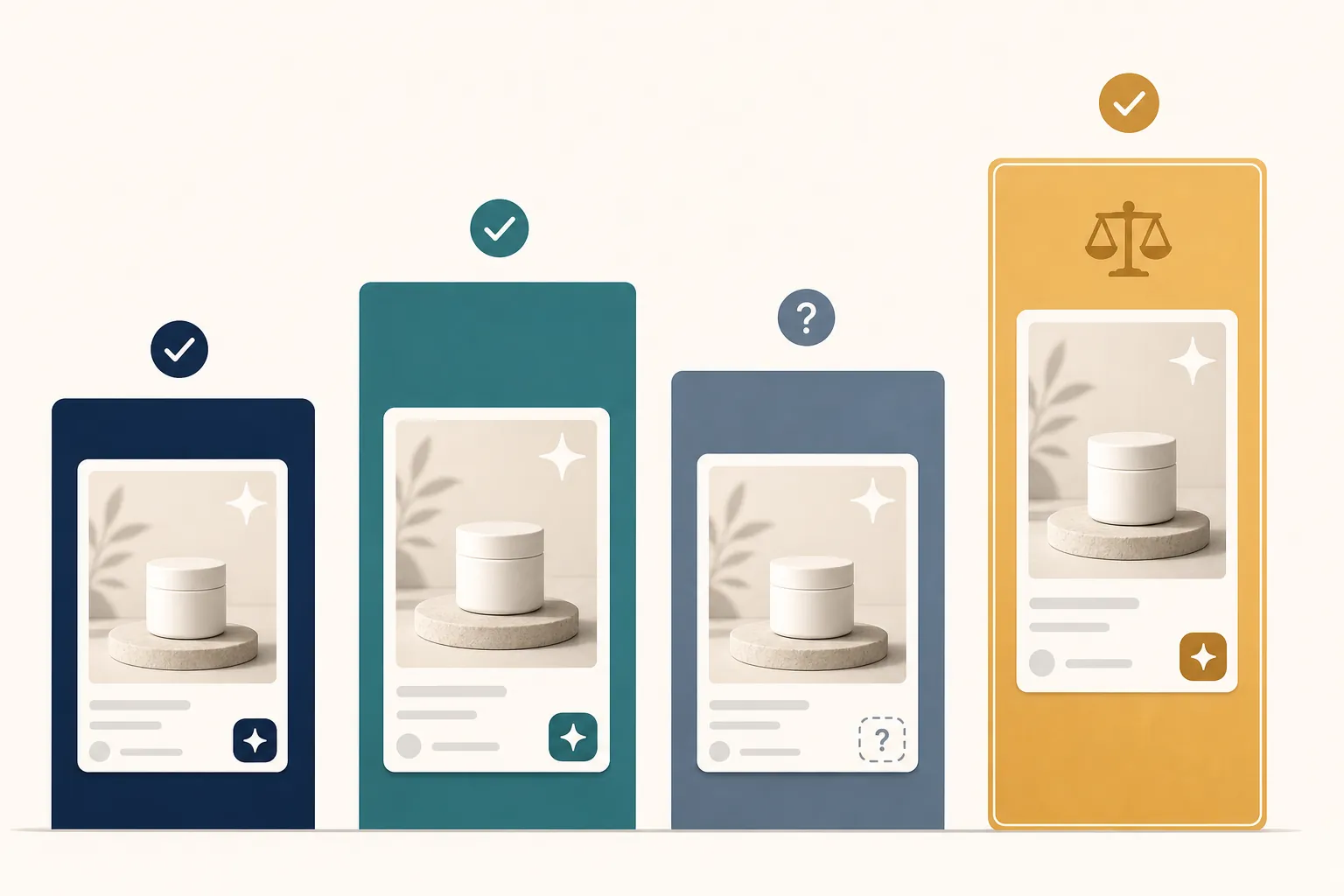 AI ad creative running across uneven platform and jurisdiction lanes with different disclosure badges