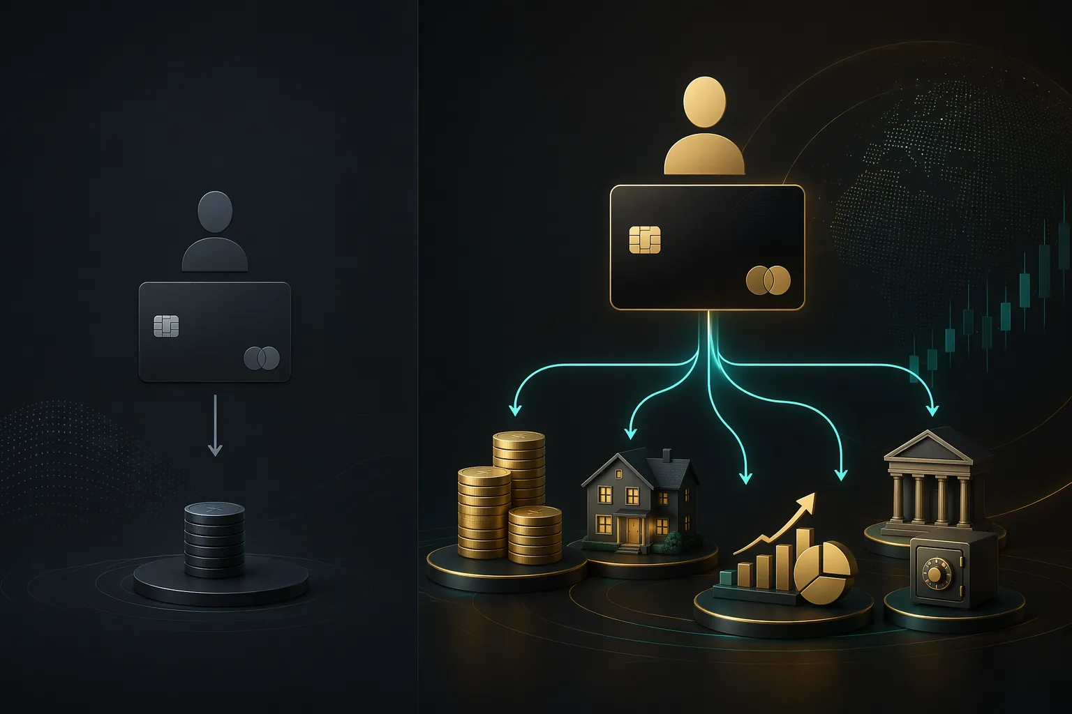 Comparison of a standard card user and a premium card user with deeper financial relationships