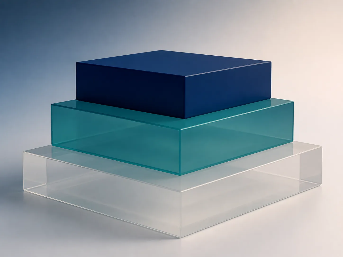 Three translucent blocks stacked as evidence grades from strongest to weakest