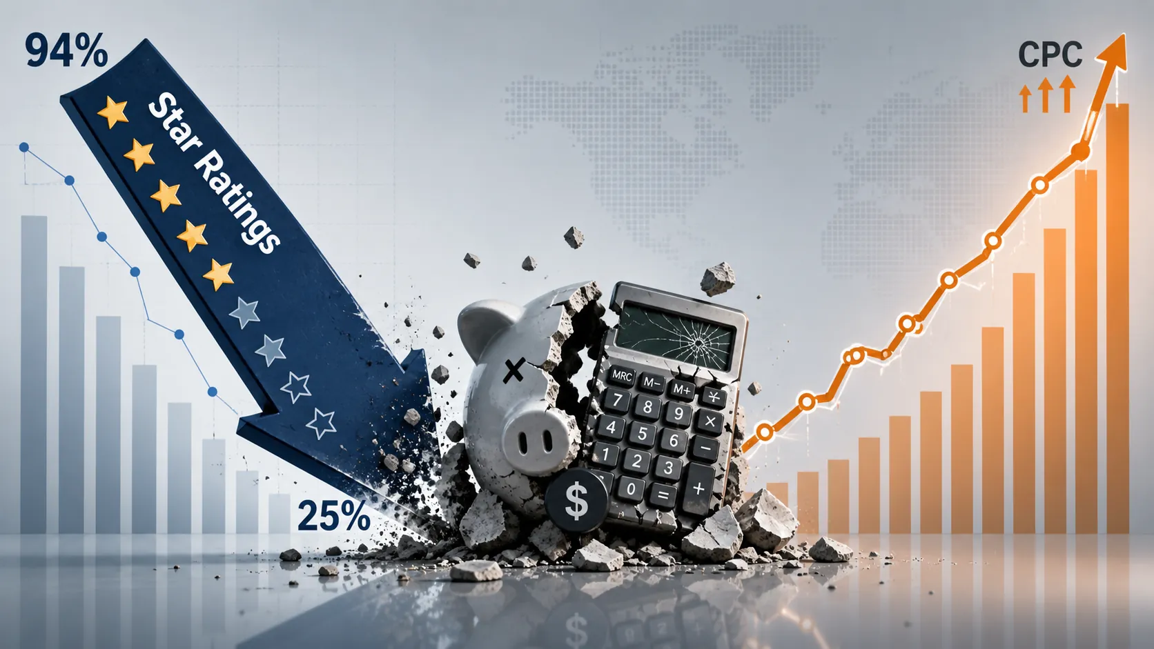 Descending star ratings colliding with rising CPC and CPA cost lines