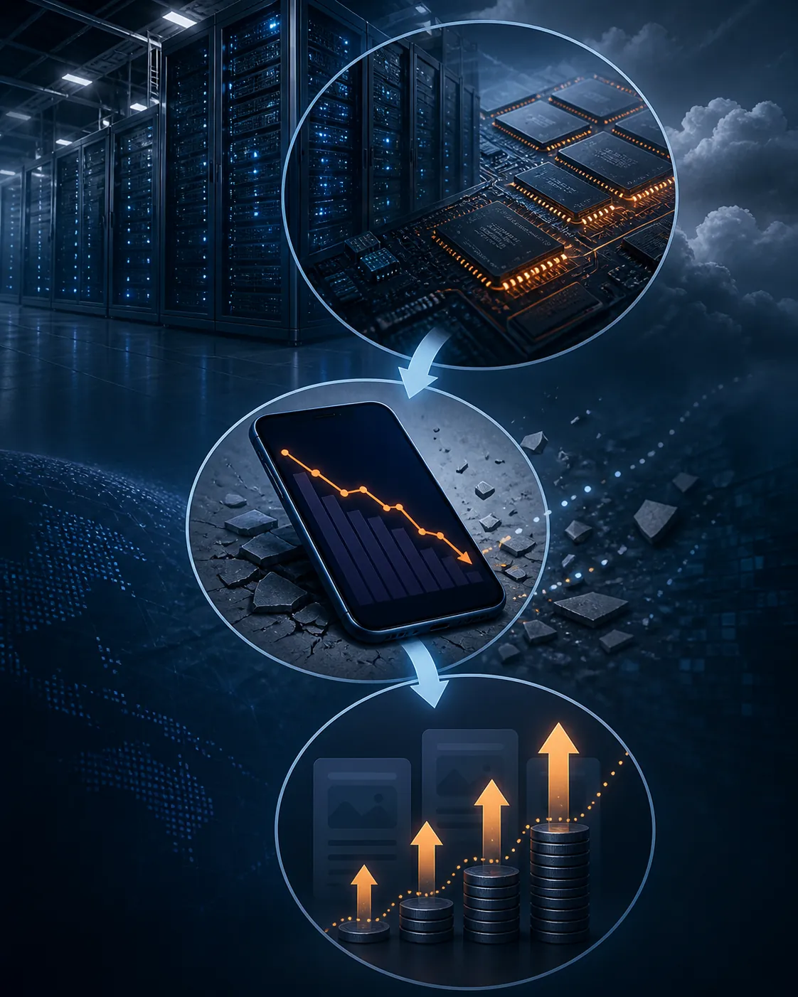 Data center memory chips, a declining smartphone graph, and rising ad cost indicators