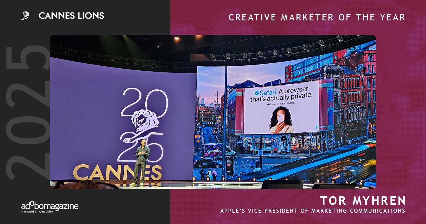 Tor Myhren speaking on stage at Cannes Lions 2025