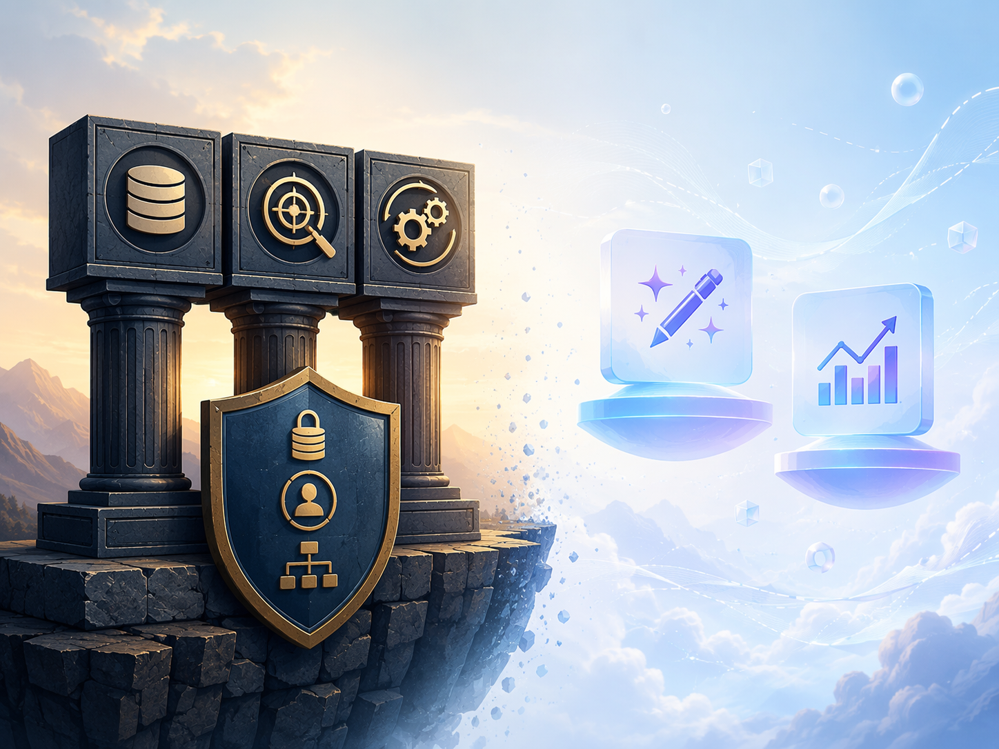 Comparison of durable marketing technology categories such as CDPs, sales intelligence, and agentic workflow platforms against less protected content generation and ad optimization tools