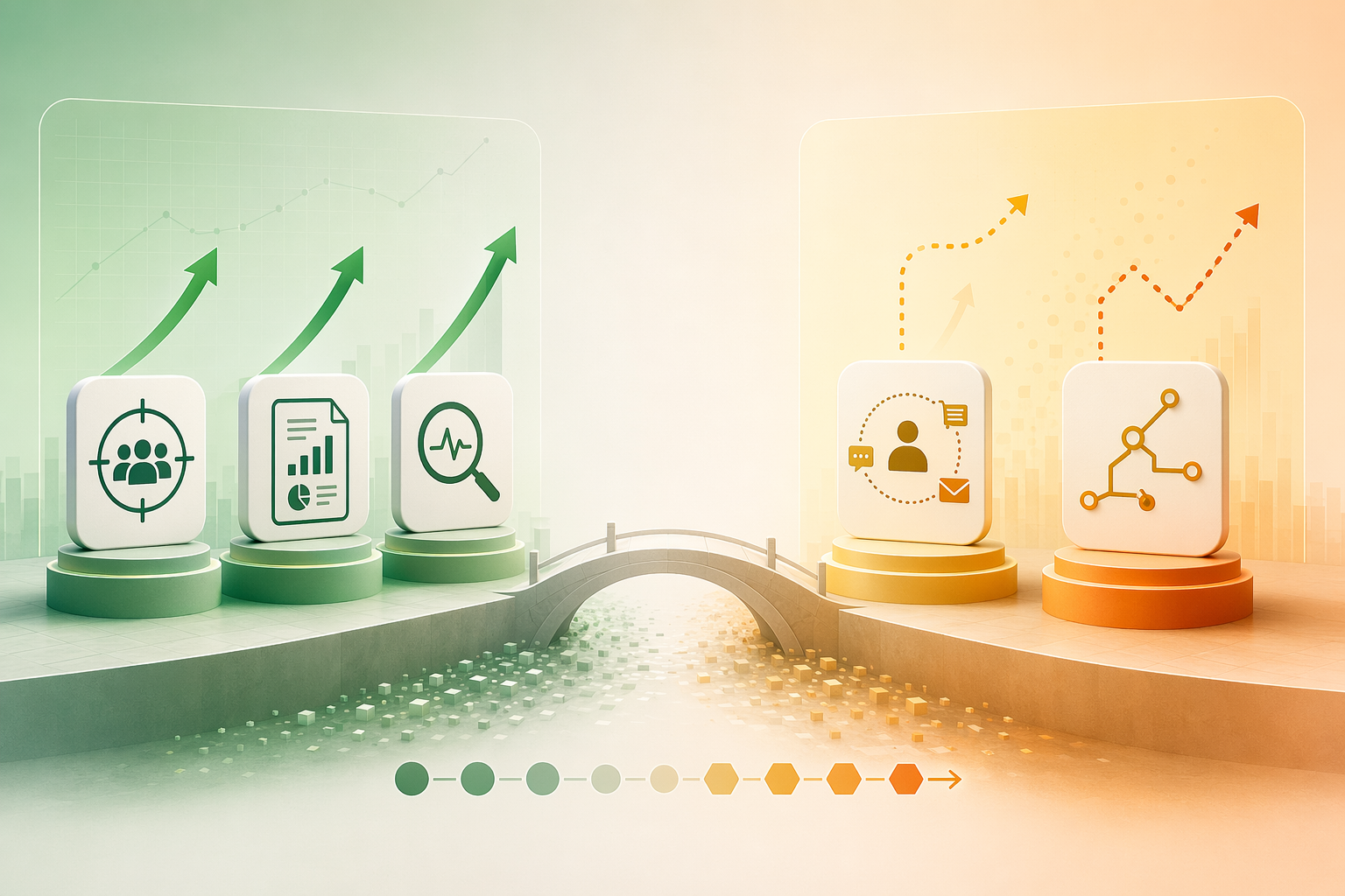 Comparison graphic showing consistent and conditional AI marketing analytics ROI areas across a data maturity gradient