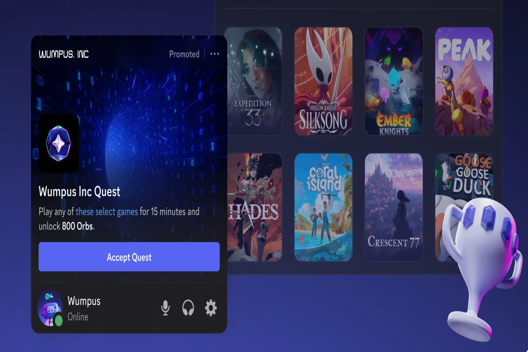 Discord Arena Quests sponsored game quest interface