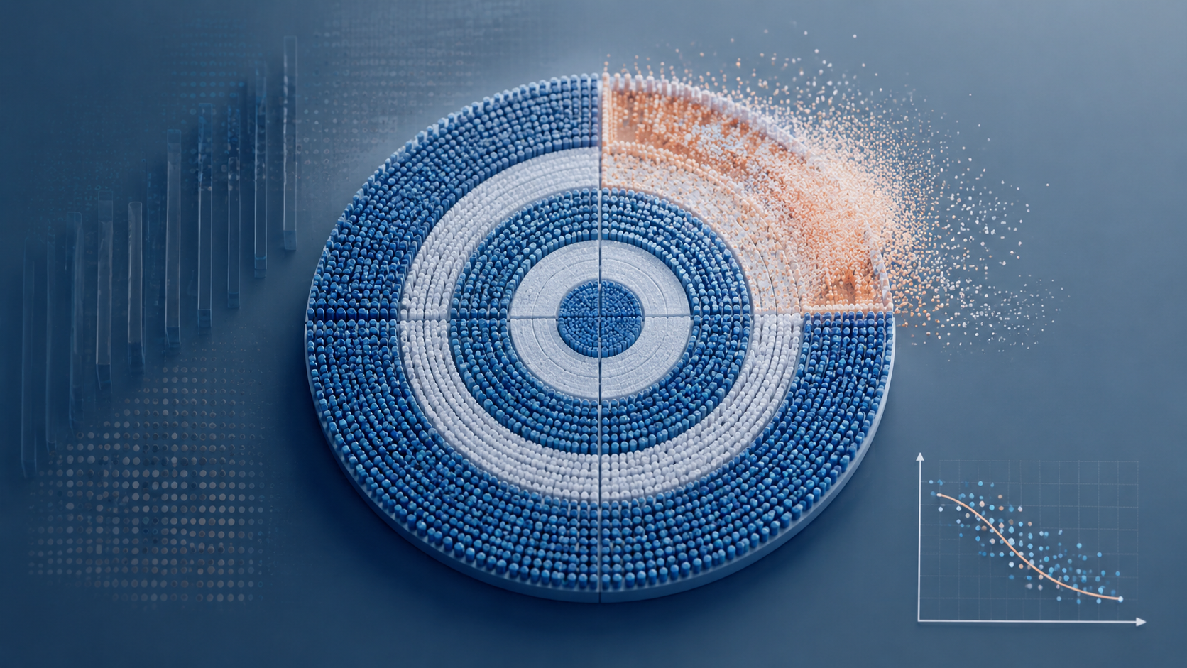 A target showing an 85 to 88 percent filled accuracy area with a distorted demand curve