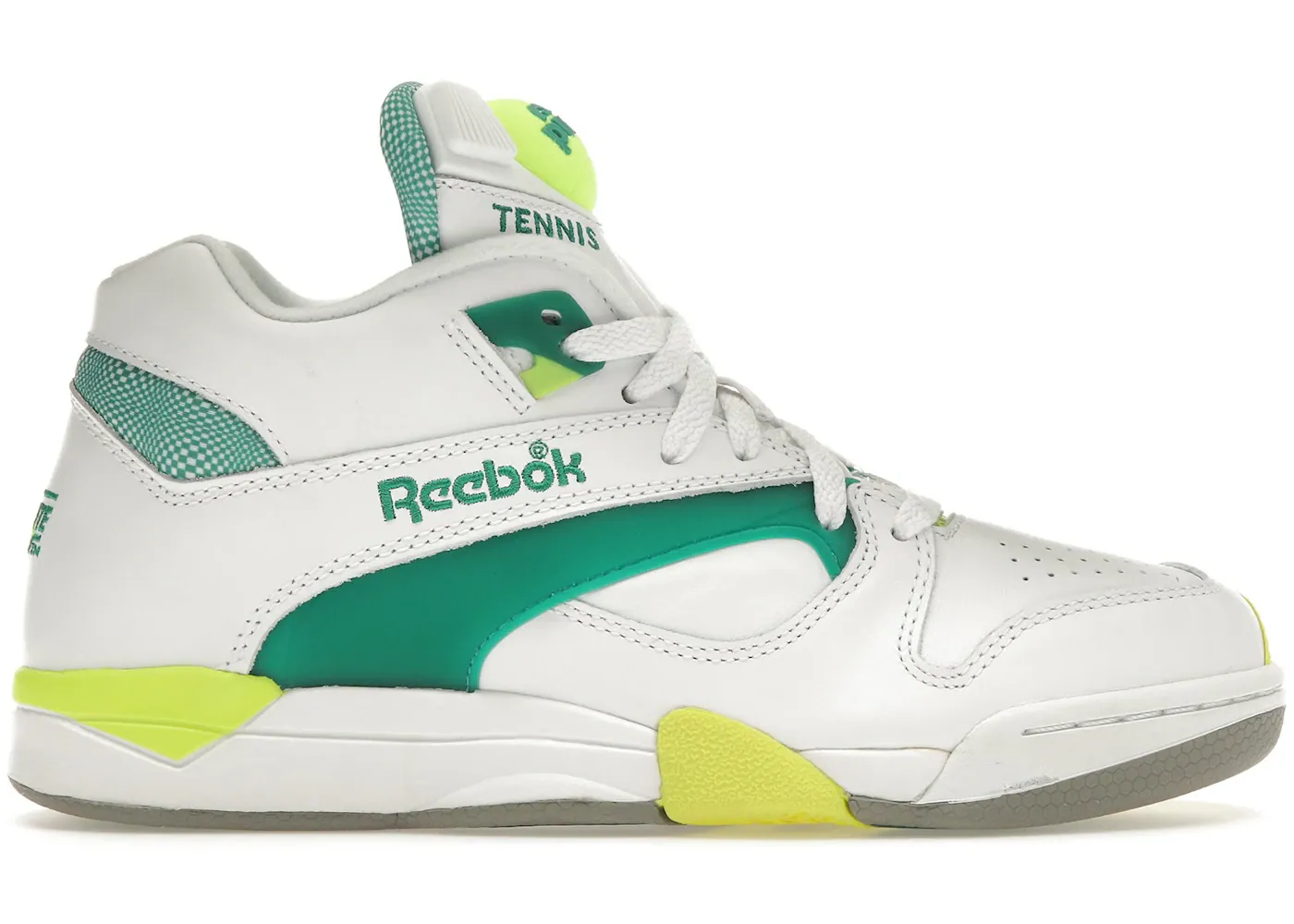 White Reebok Court Victory Pump tennis sneaker in the Michael Chang colorway