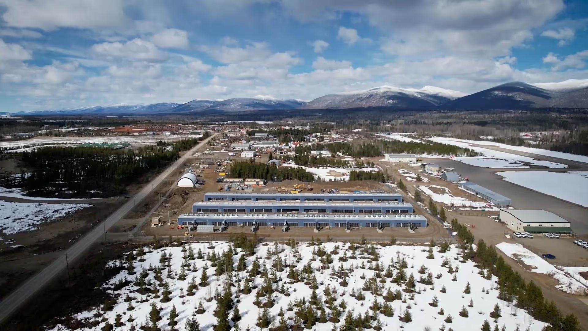 Aerial view of IREN's Mackenzie data center facility in British Columbia