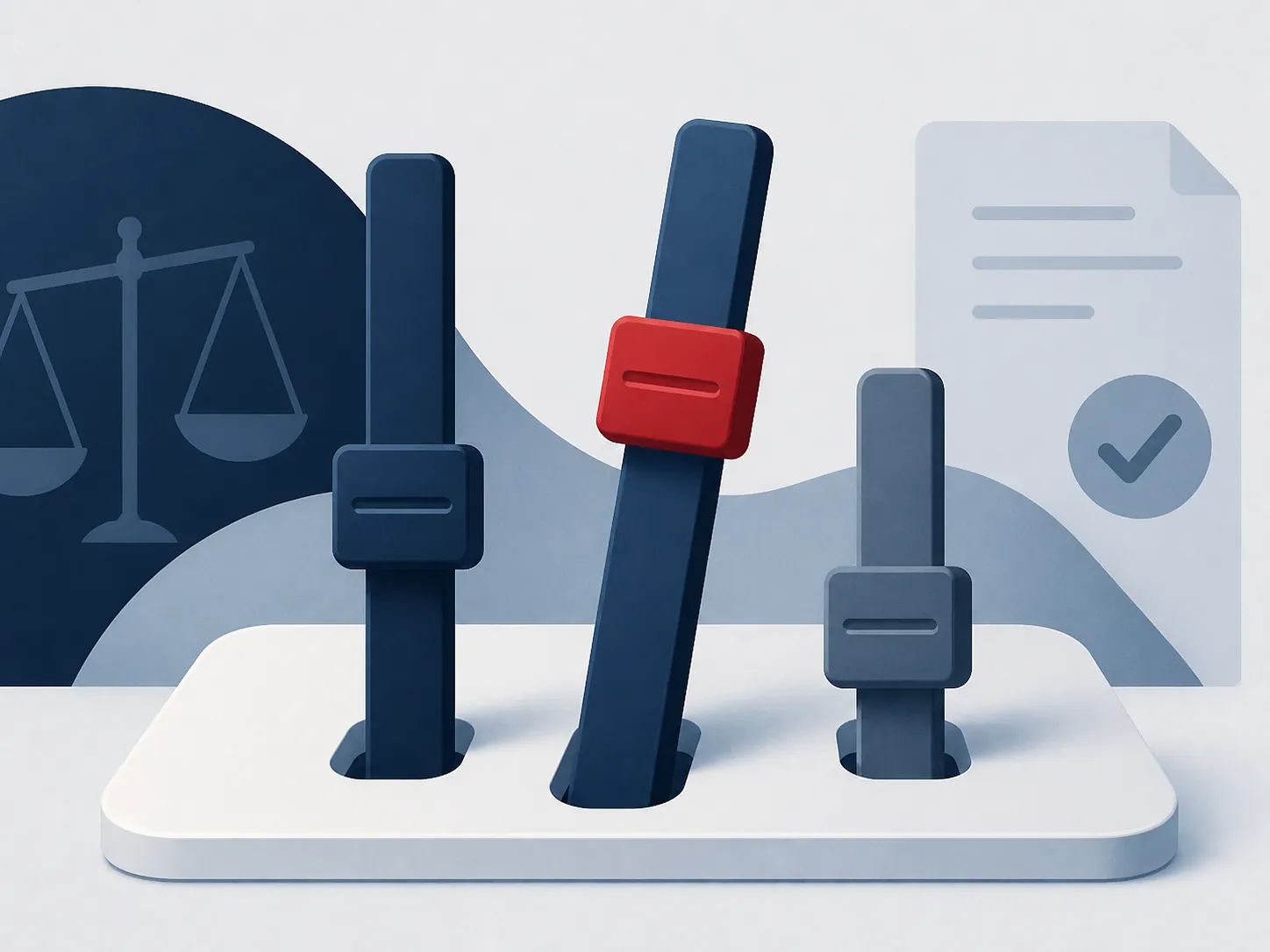 Three abstract vertical sliders being adjusted, representing negotiation levers in a vendor renewal