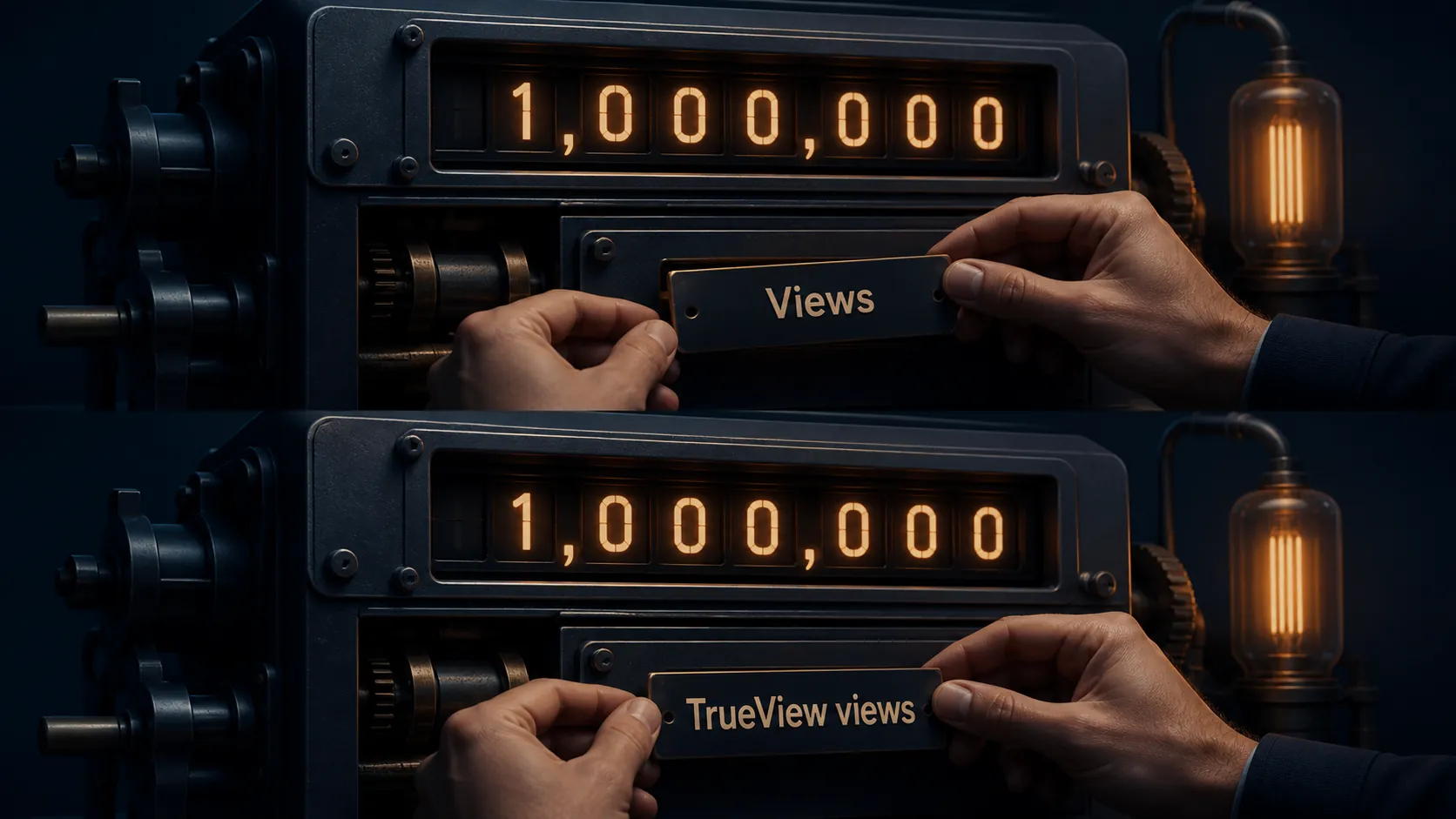 A counter changing its label from Views to TrueView views while the total remains unchanged