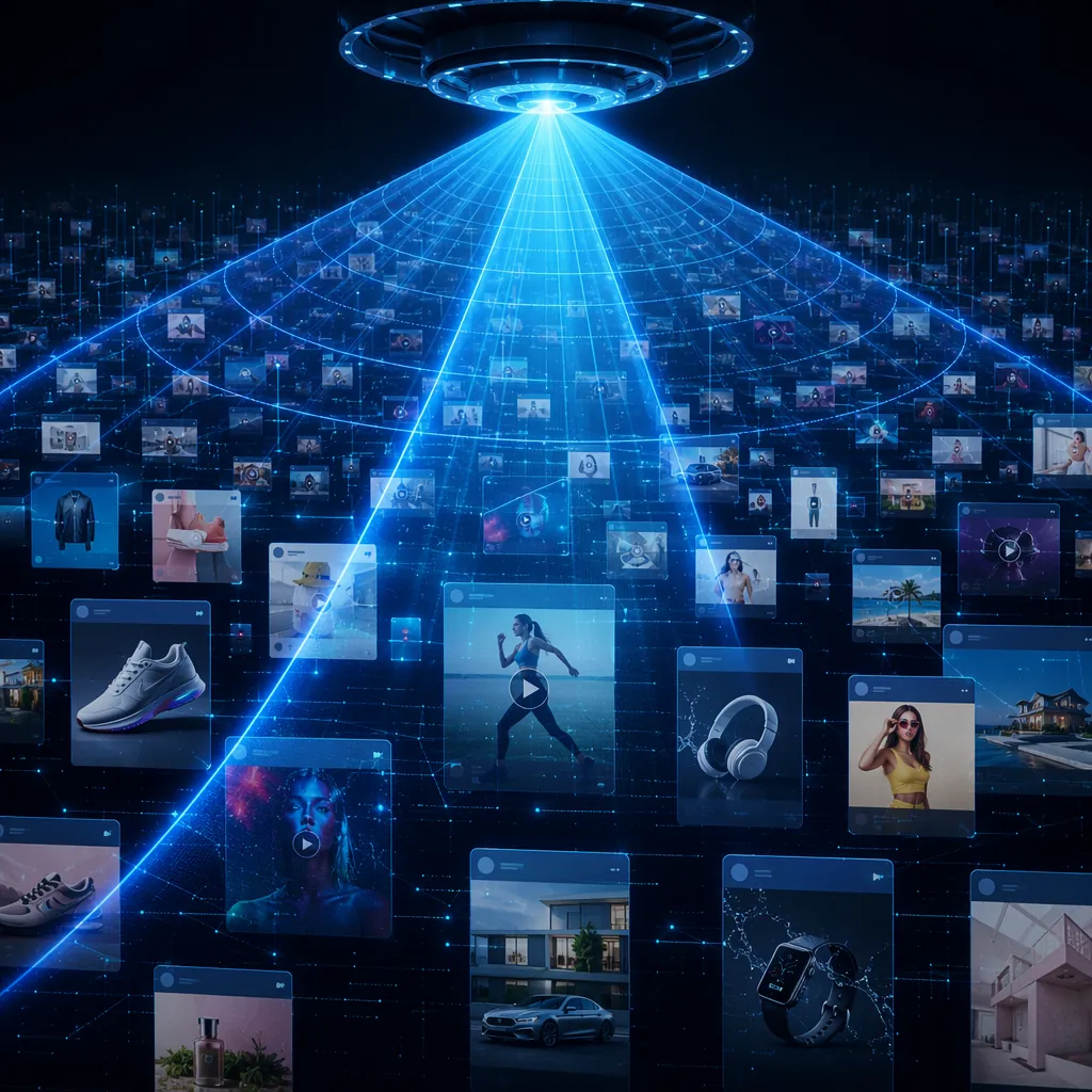 Automated AI monitoring scanning many digital ad creatives at scale