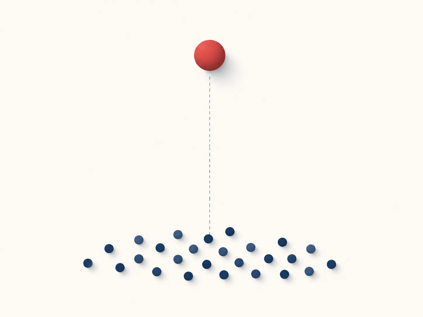 Dot plot with one red dot far above a cluster of blue dots, showing one company as an outlier against peers