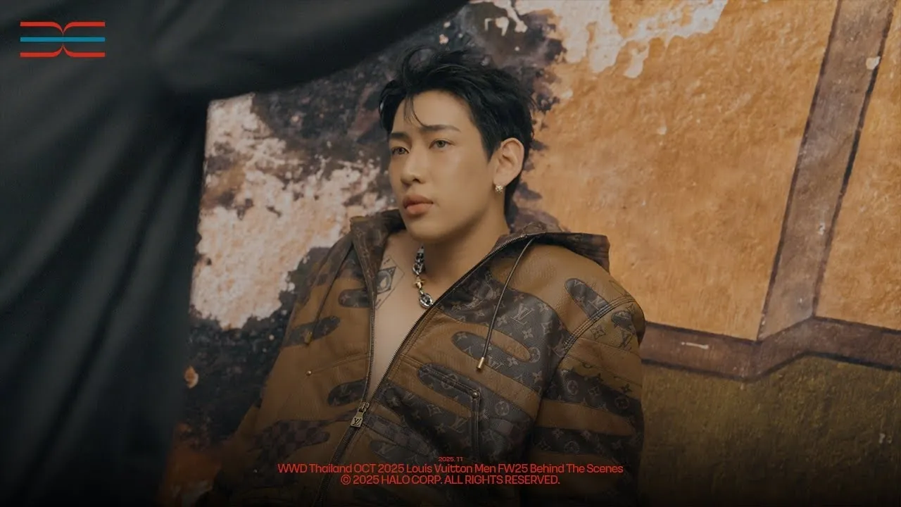 Behind the scenes of BamBam on set for the WWD Thailand October 2025 Louis Vuitton photoshoot
