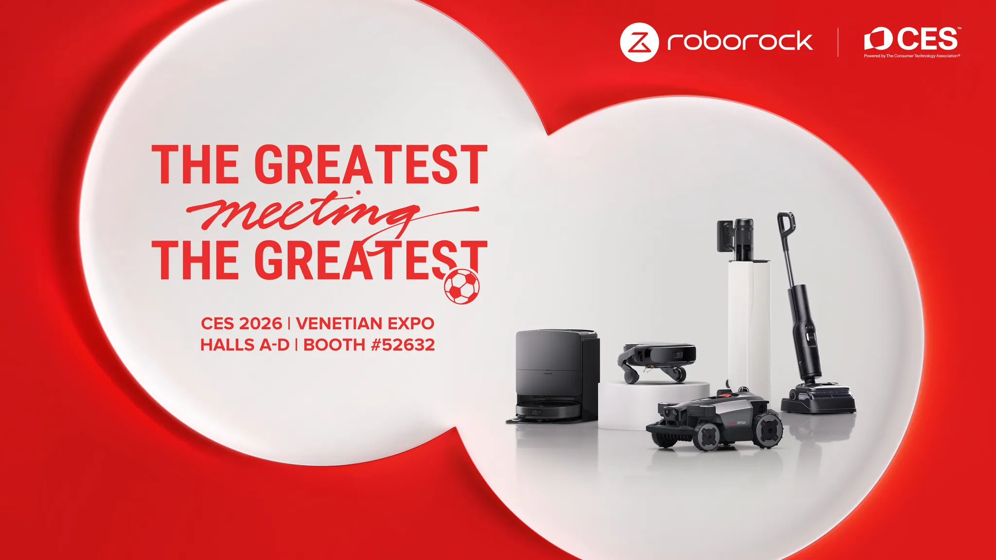 Roborock Saros Rover wheel-leg robotic vacuum shown in an official CES 2026 product visual