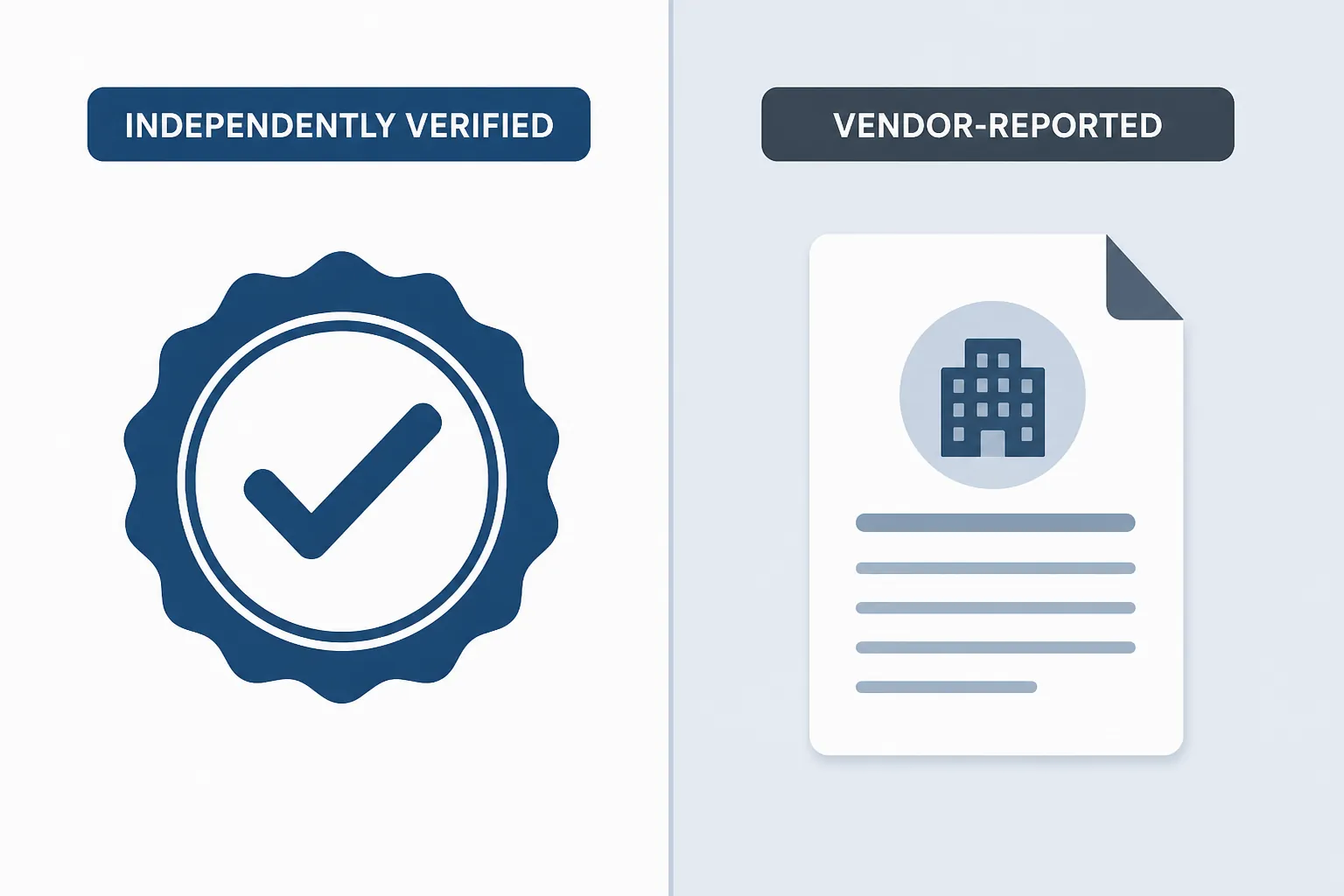 Diagram separating independently verified benchmarks from vendor-reported claims