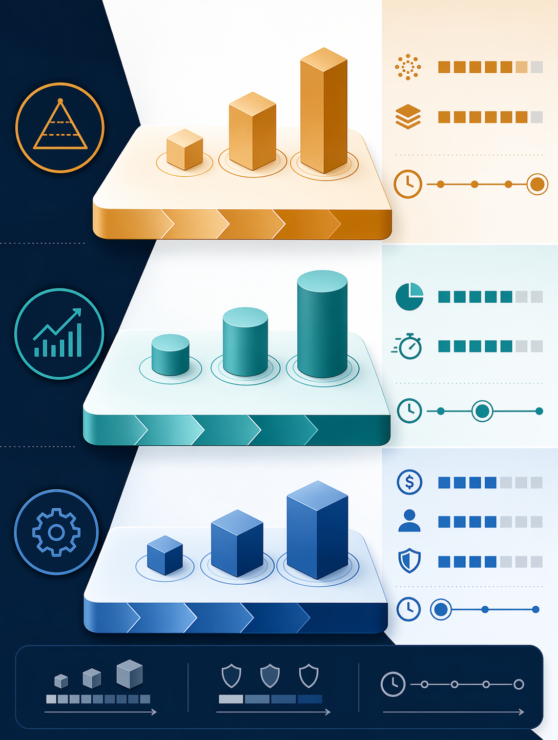 Three-tier AI marketing ROI portfolio showing efficiency, growth, and transformation metrics