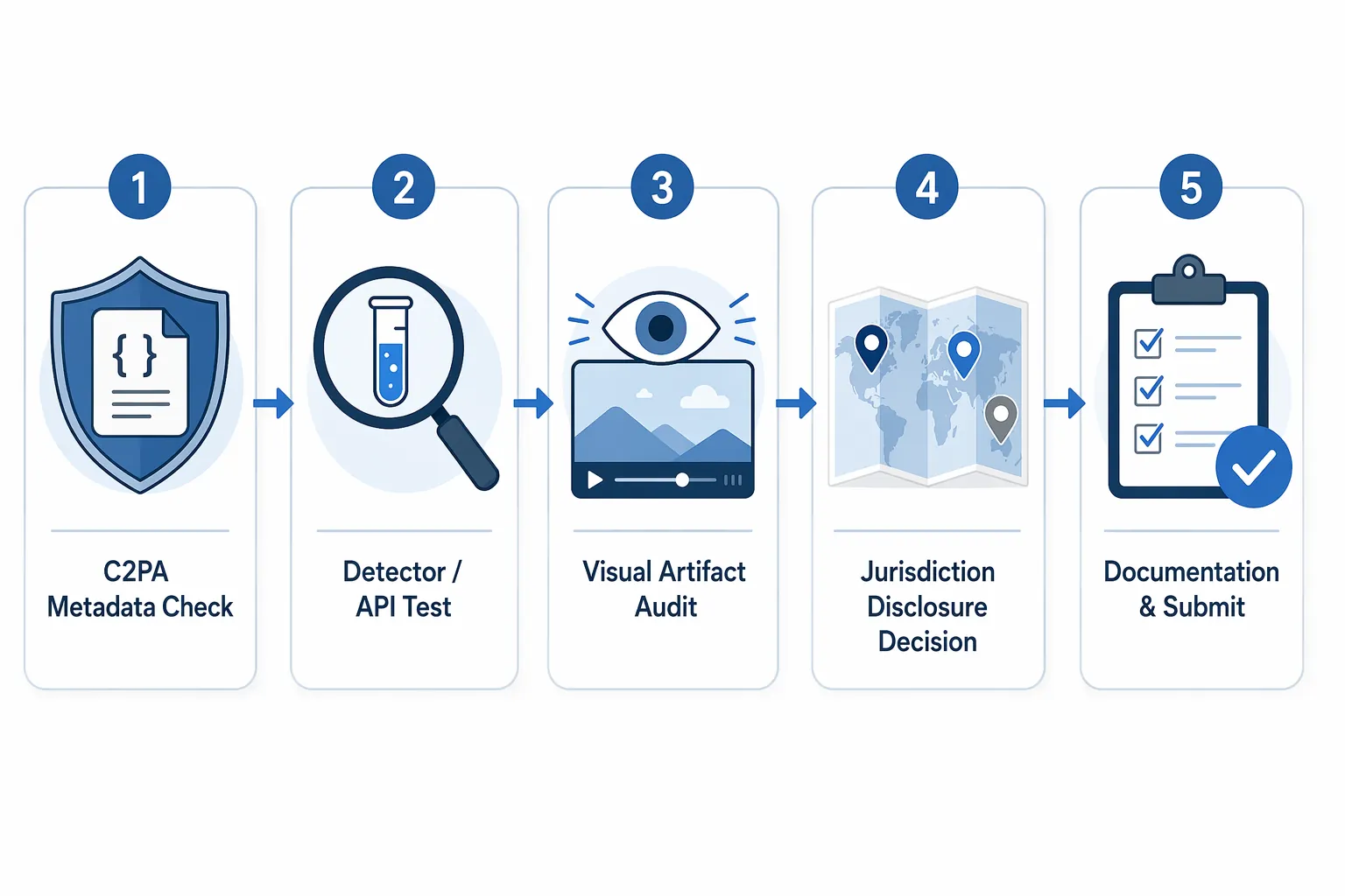 Five-stage workflow for auditing AI animal video creative before ad submission