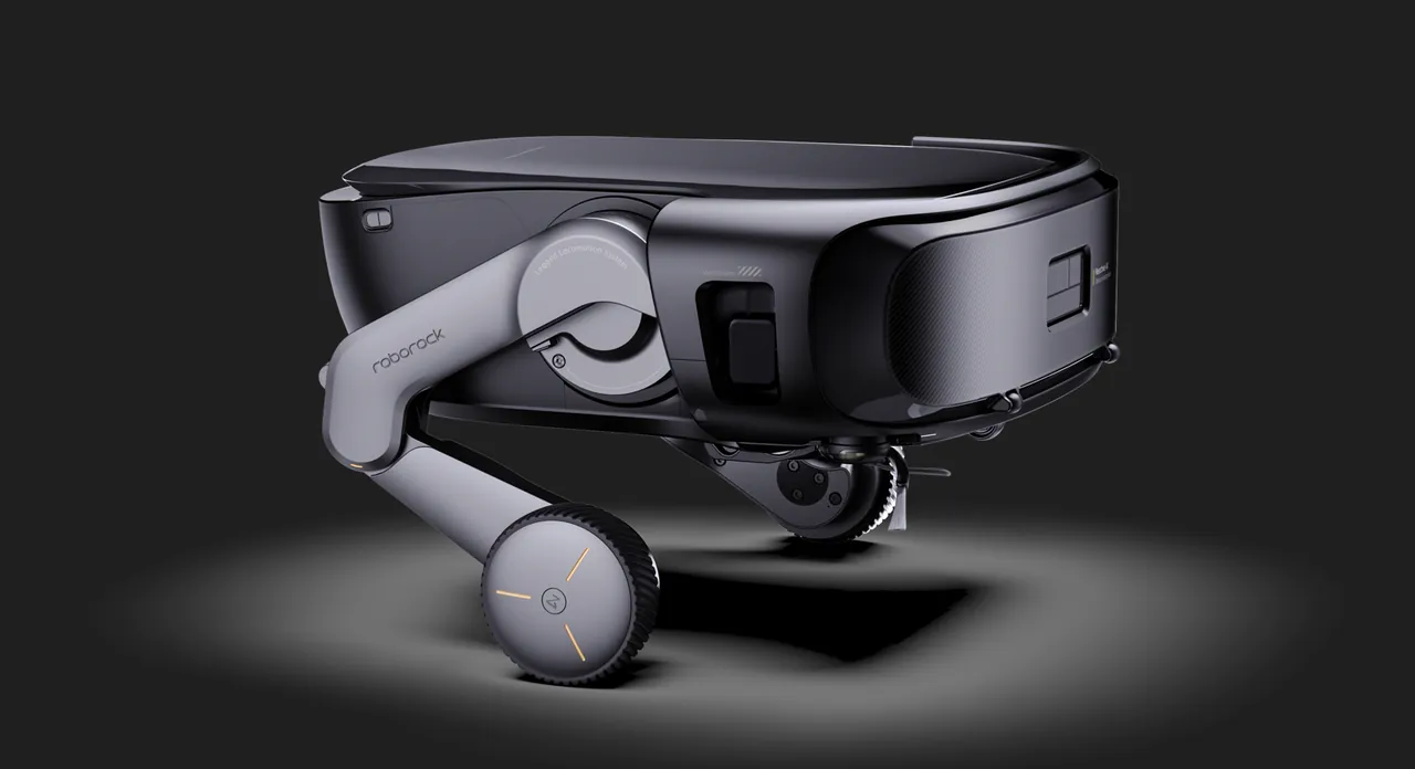 Roborock Saros Rover robotic vacuum with wheel-leg architecture shown in official CES 2026 imagery