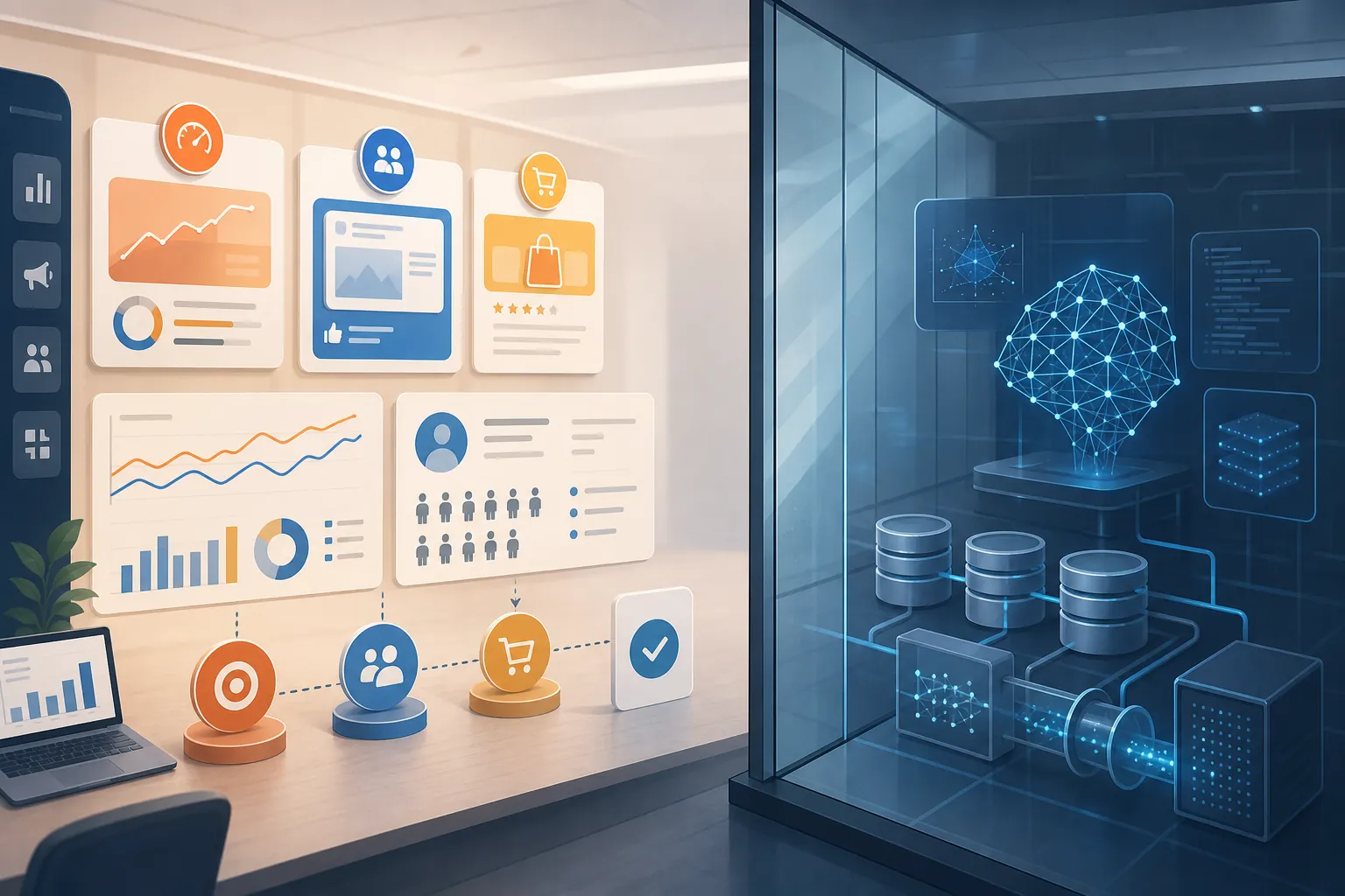 Structural separation between AI-powered ad products and a core advertising platform