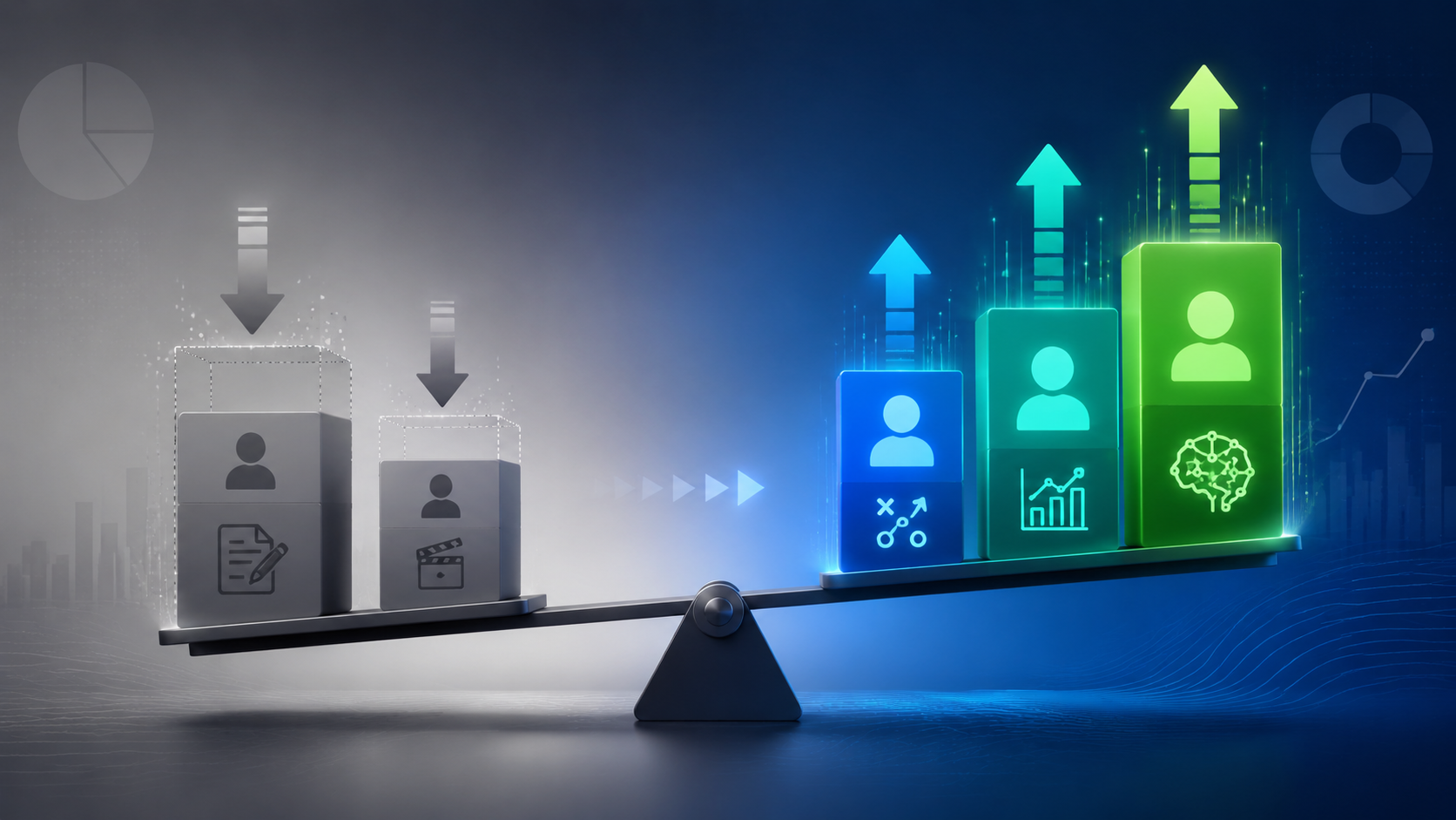 Shrinking junior production roles compared with growing strategist analyst and AI marketing engineer roles
