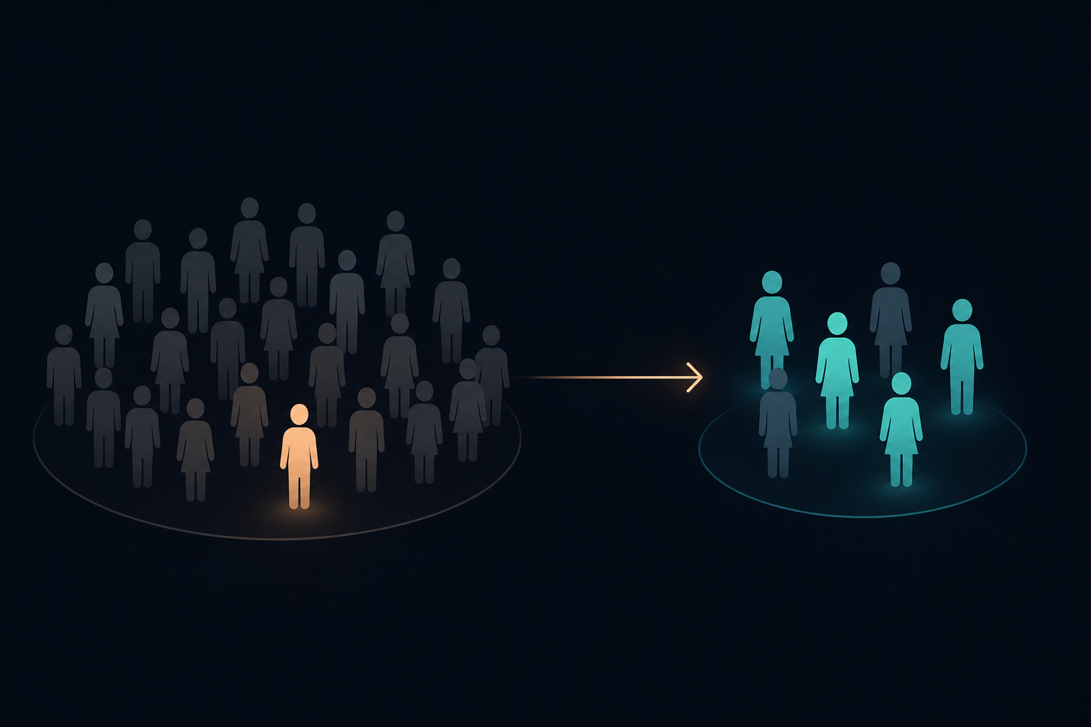 An editorial comparison image showing a large group with about one in six highlighted and a smaller group with about half highlighted