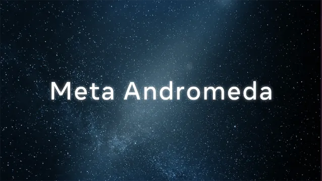 Abstract Meta Engineering graphic representing the Andromeda personalized ads retrieval engine