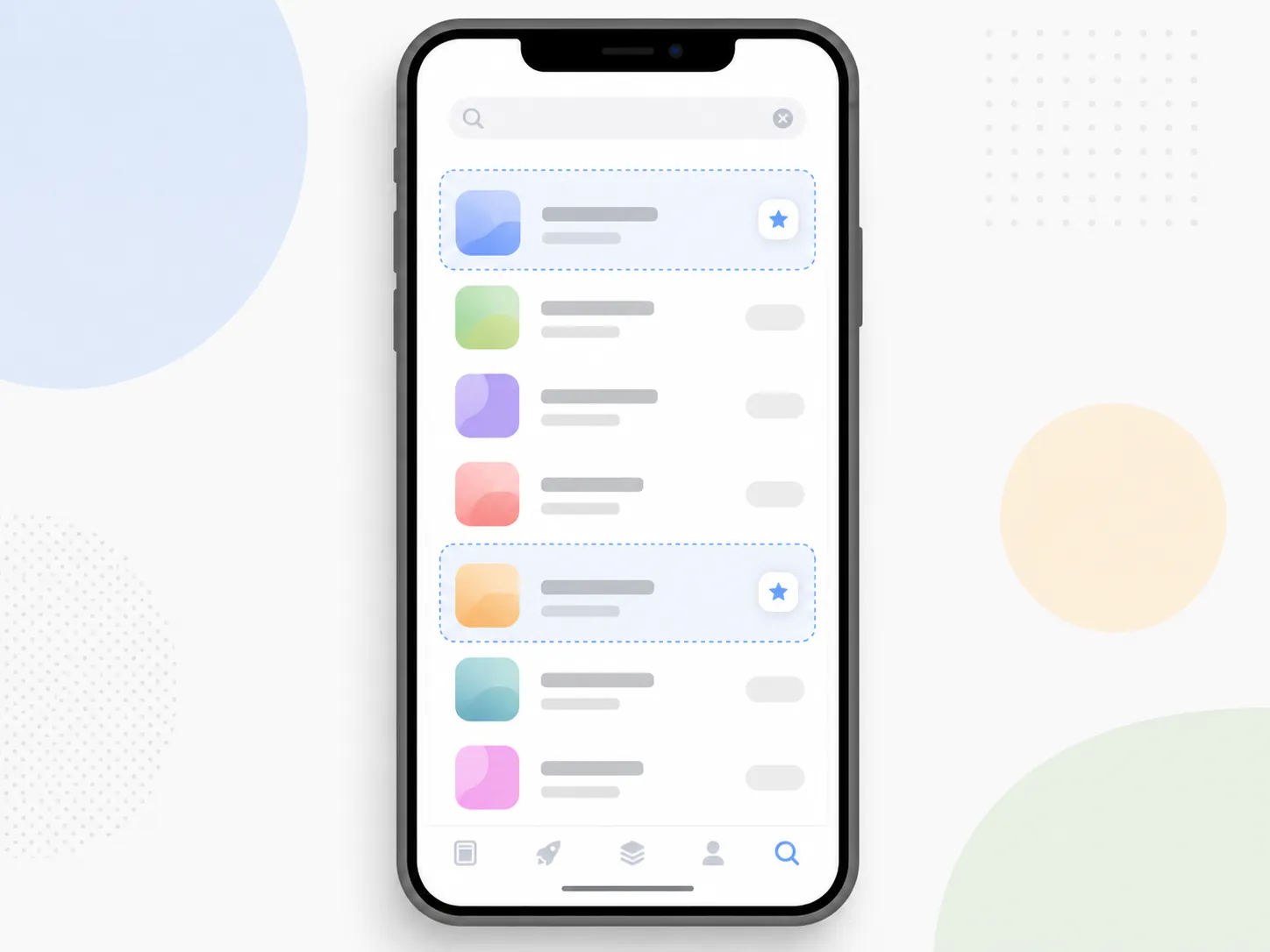 Smartphone mockup showing two sponsored placements in an app-store-style search results list