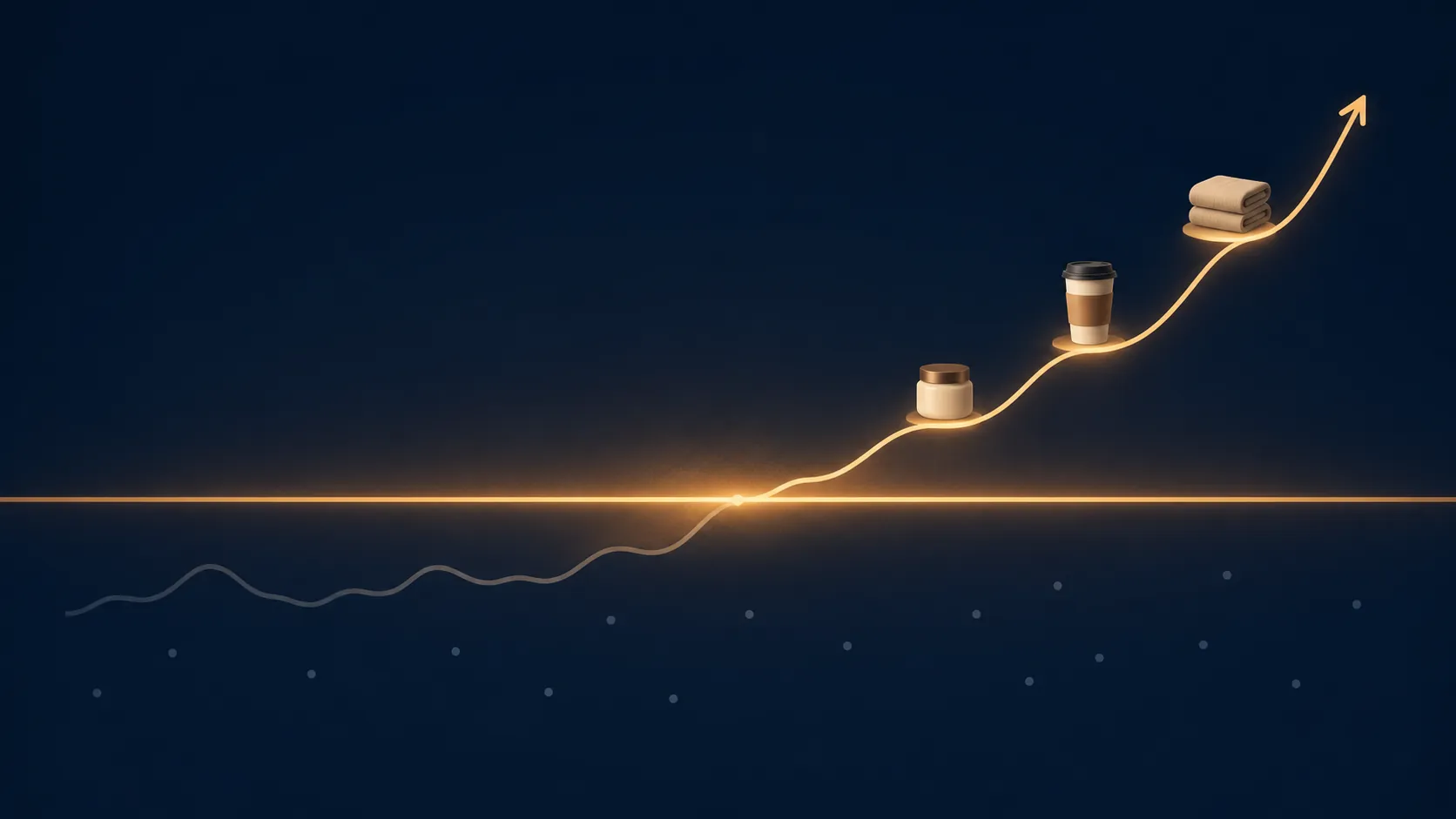 Sparse conversion signal below a learning threshold becoming a rising curve after enough events