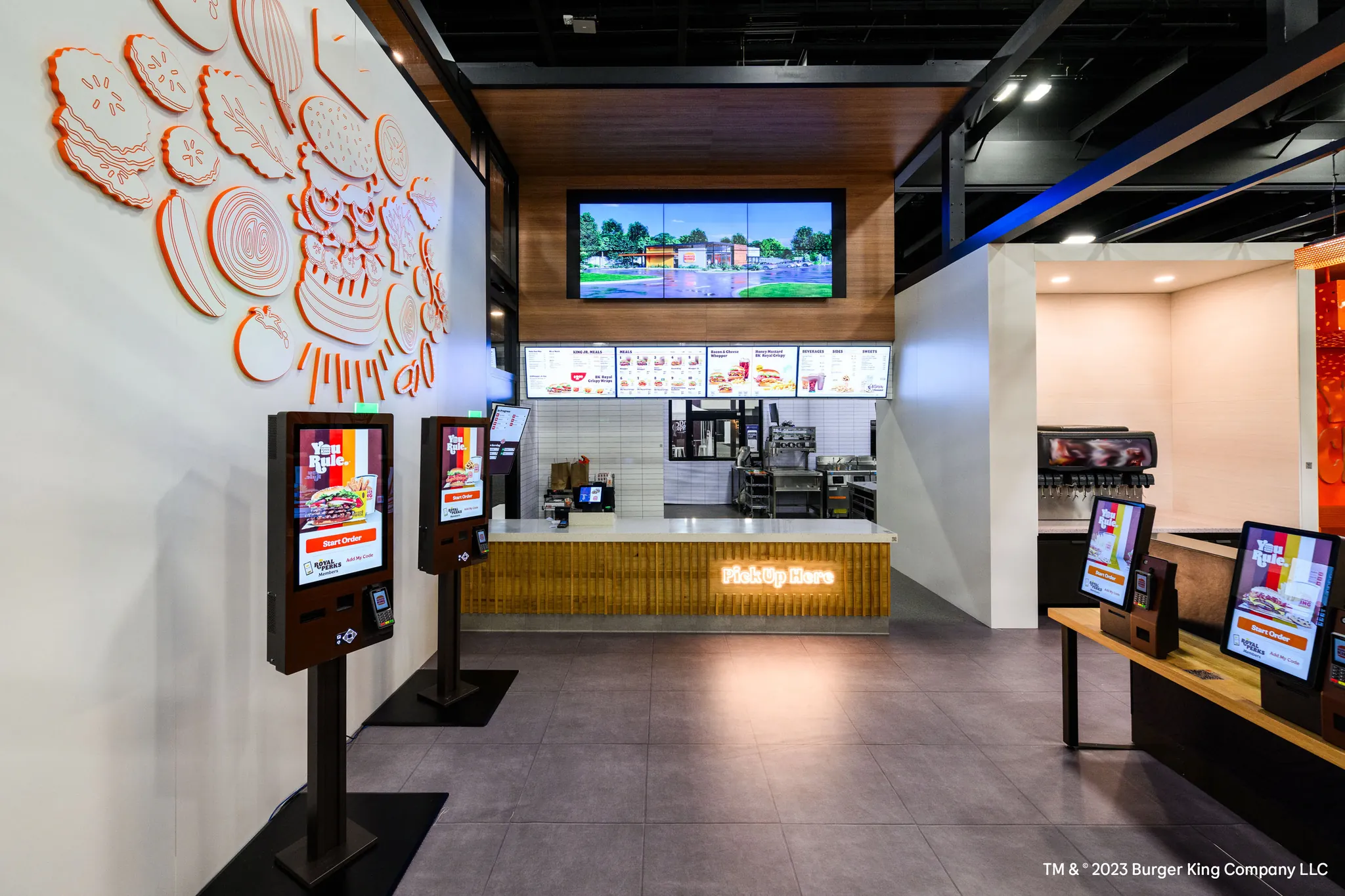 Modern Burger King Sizzle prototype restaurant with updated exterior, interior, and drive-thru design