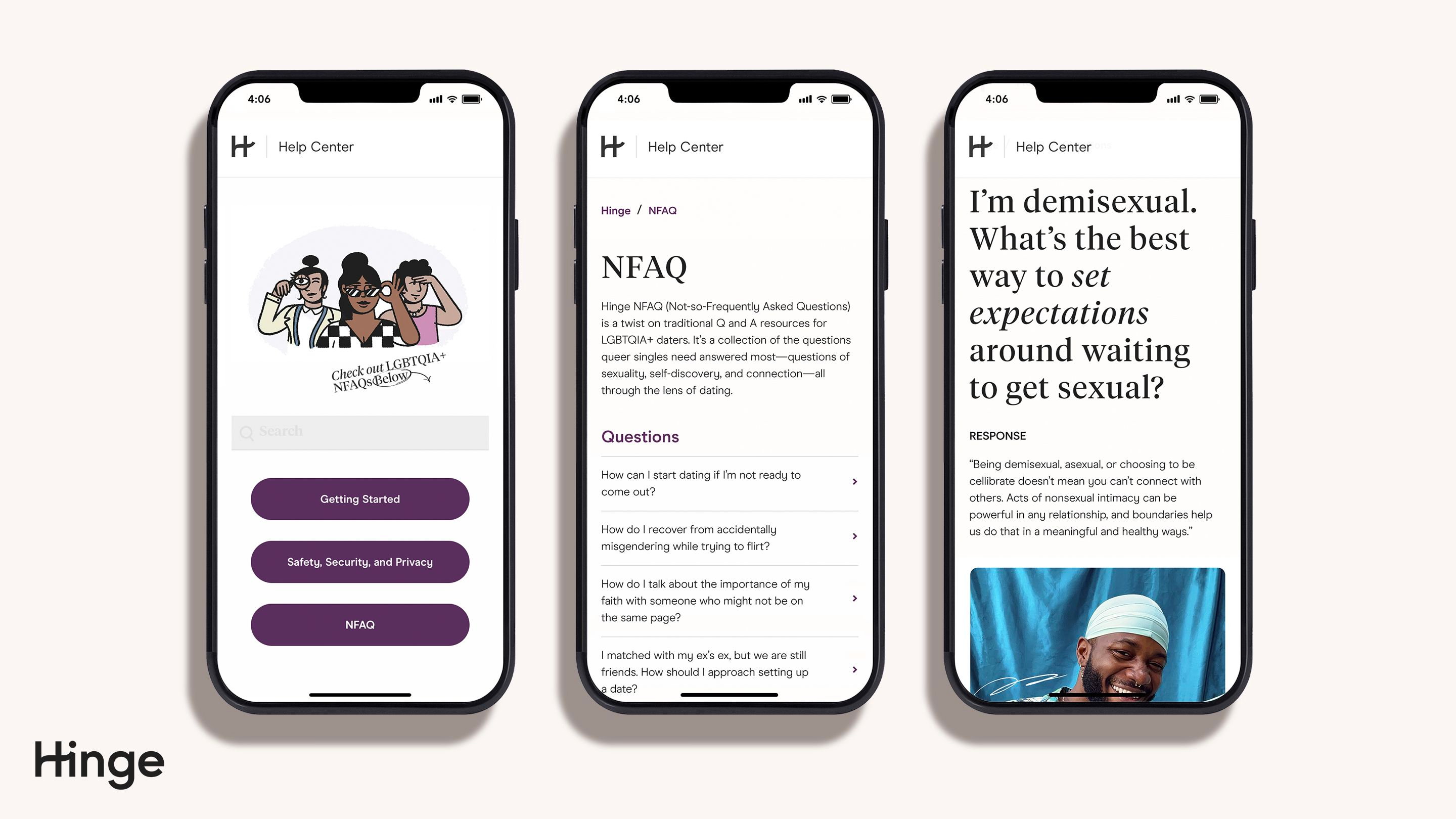 Hinge app interface showing Prompt Feedback flagging a basic profile response and suggesting more specific alternatives