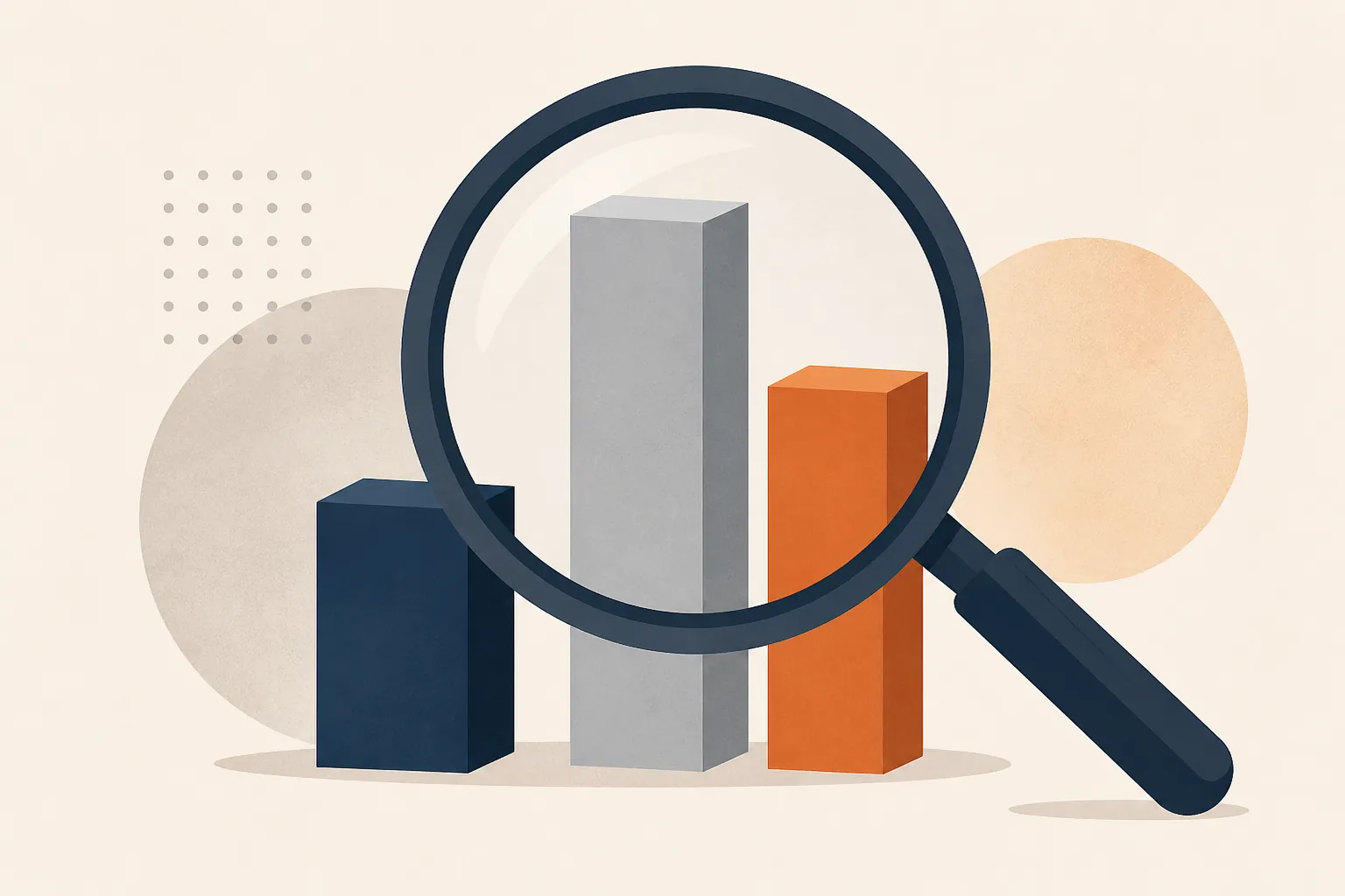 Mismatched bars inspected with a magnifying glass to represent inconsistent performance claims