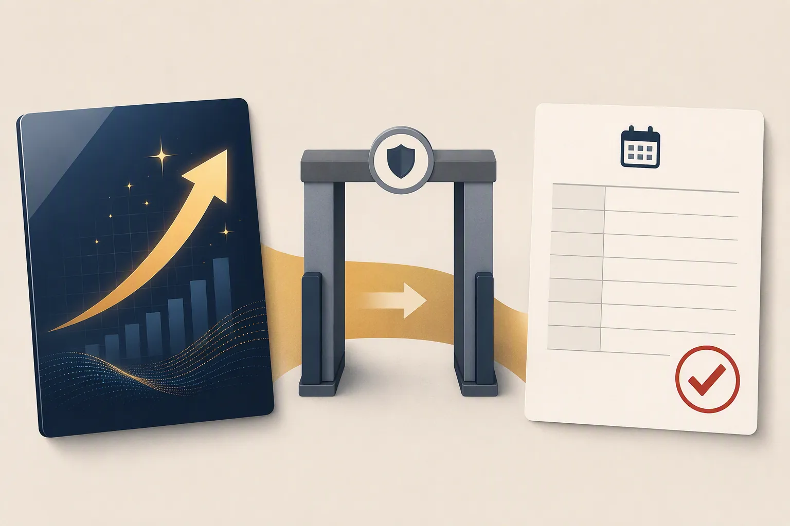 Vendor AI lift claim passing through a verification checkpoint into a dated test record