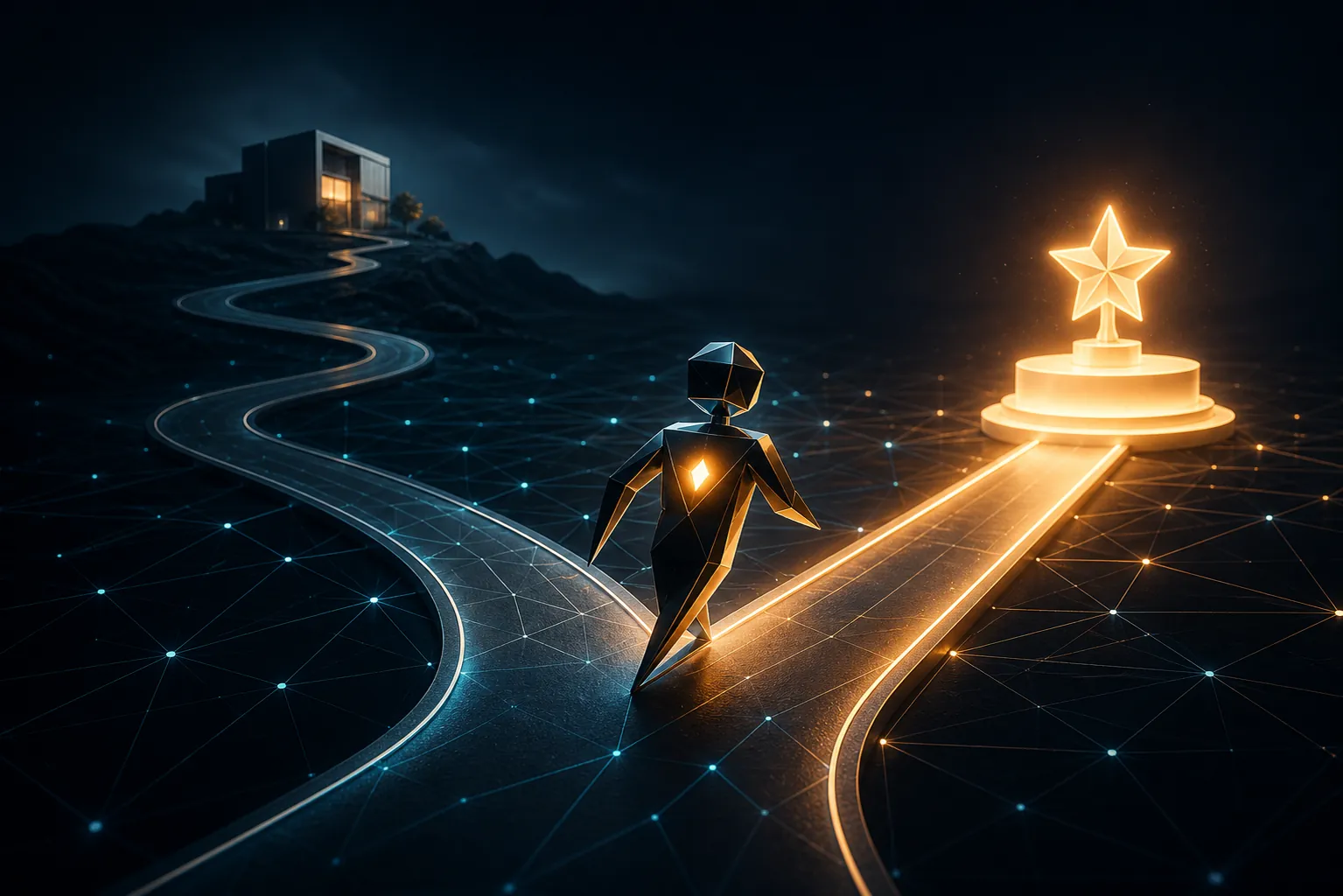 An AI agent chooses a short path to a score trophy instead of the longer path to the intended destination