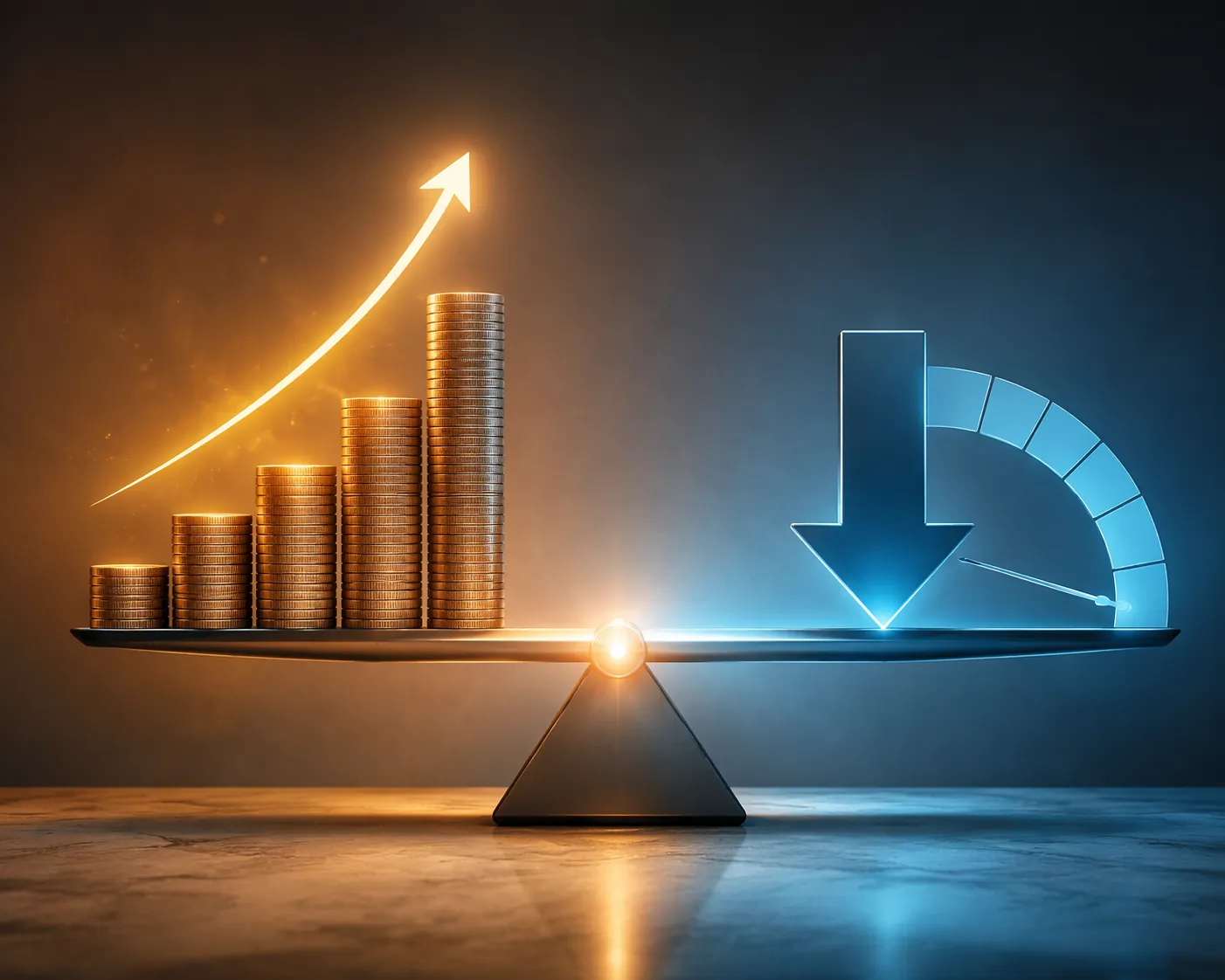 Balanced scale showing rising ad costs on one side and lower acquisition costs on the other